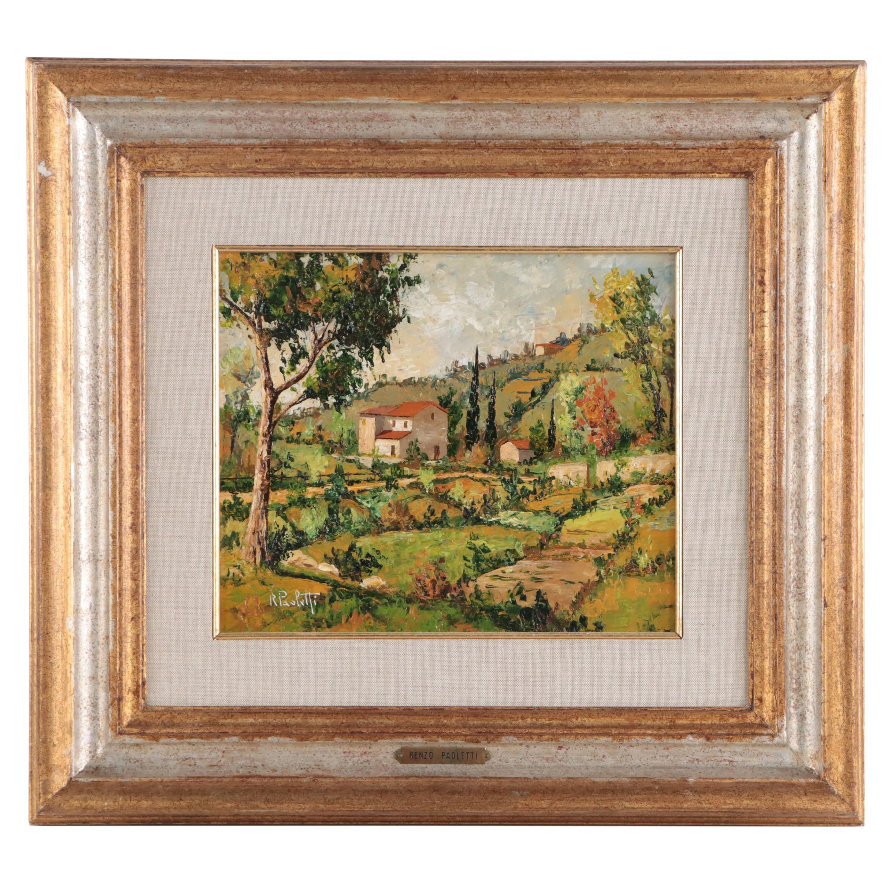 Renzo Paoletti Oil Painting of Tuscan Landscape "Cantagua Toscana"