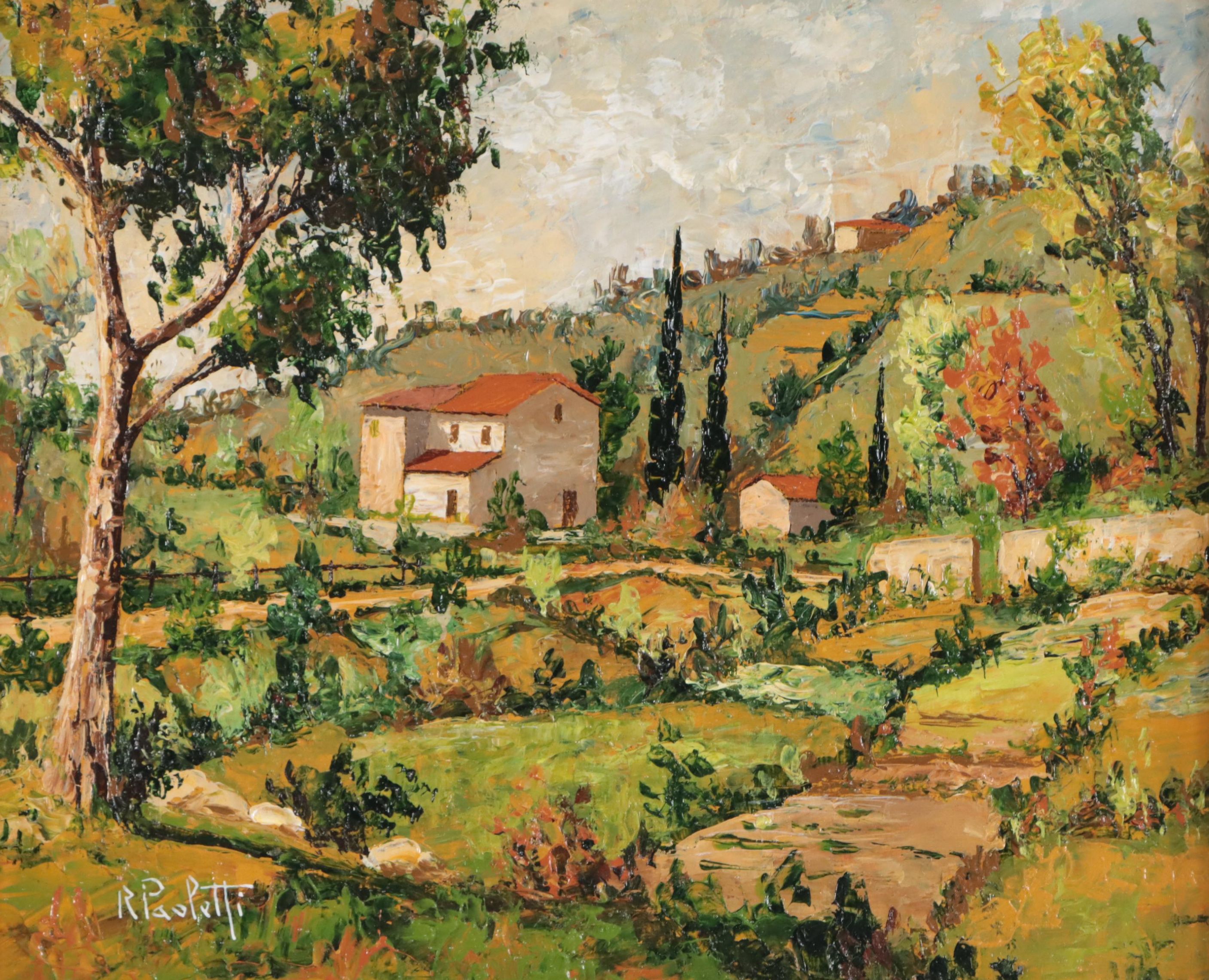 Renzo Paoletti Oil Painting of Tuscan Landscape "Cantagua Toscana"