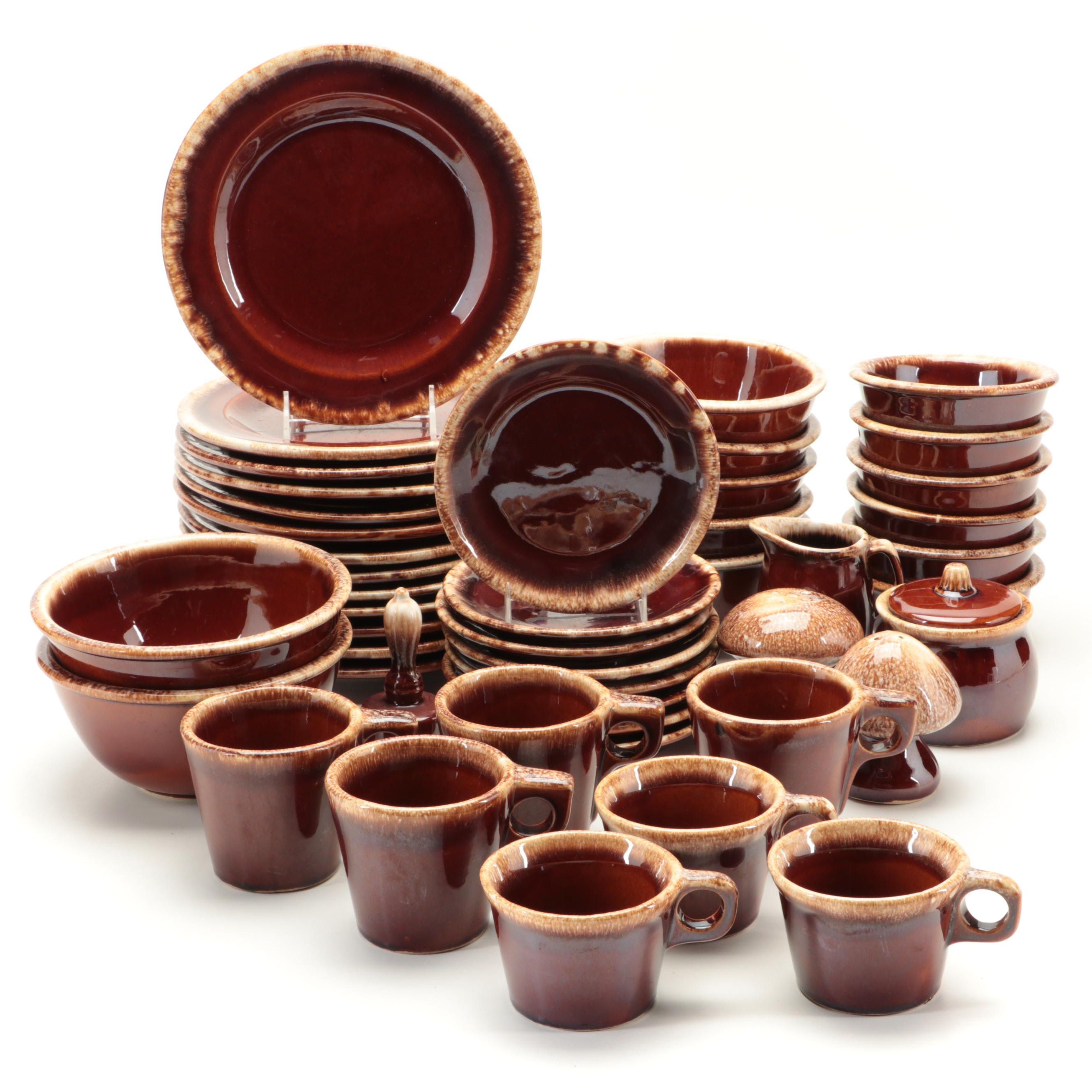Hull "House and Garden Mirror Brown" Drip Glaze Dinnerware and Tableware