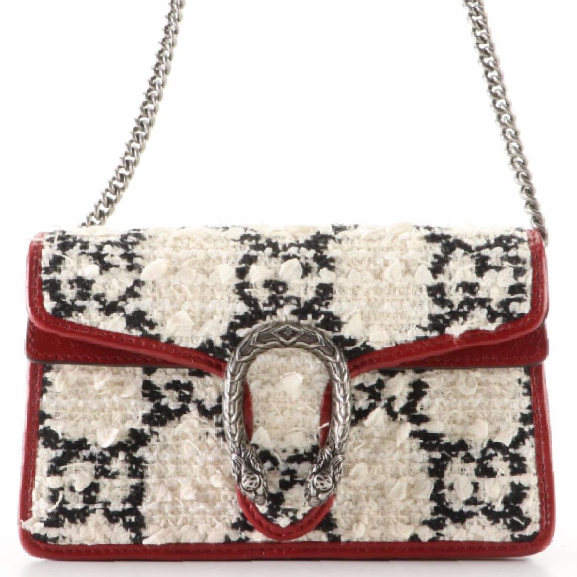 Gucci Dionysus Super Mini Crossbody Bag in GG Tweed and Leather