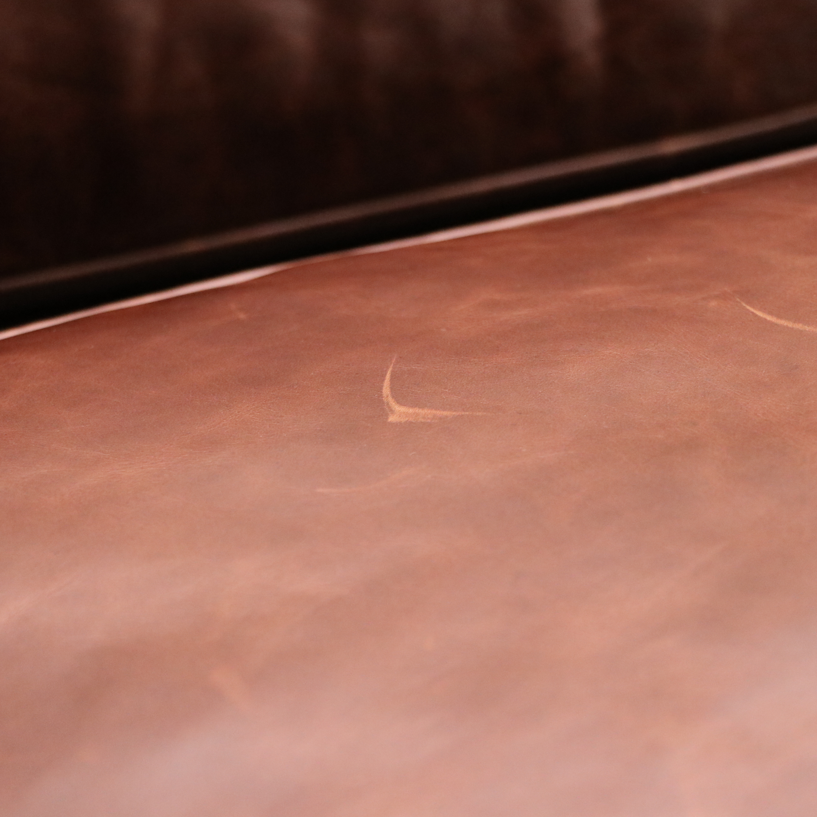 Restoration Hardware "Lancaster" Leather Sleeper Sofa and Ottoman