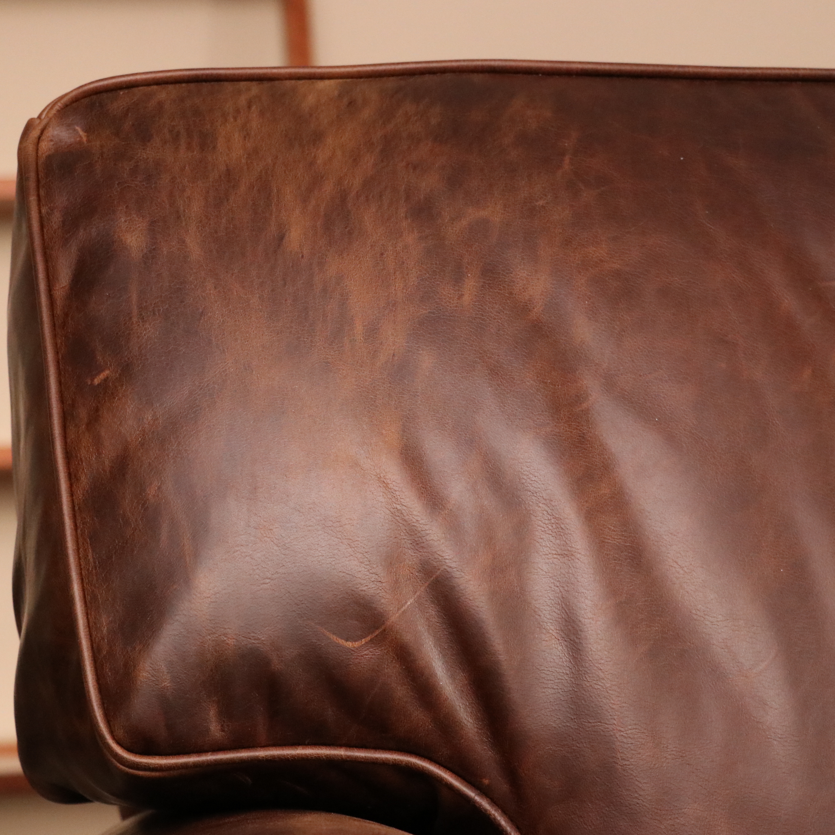 Restoration Hardware "Lancaster" Leather Sleeper Sofa and Ottoman