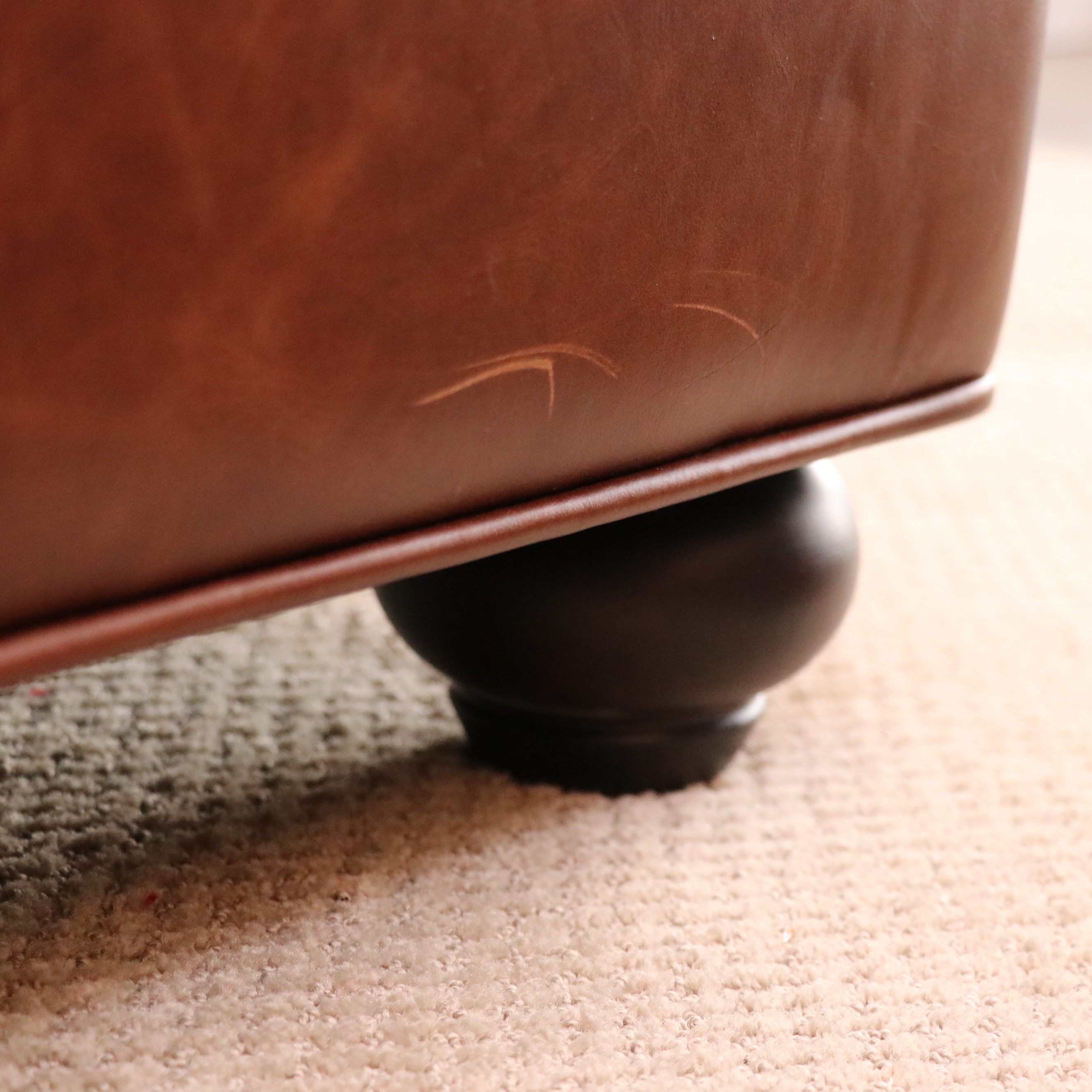 Restoration Hardware "Lancaster" Leather Sleeper Sofa and Ottoman