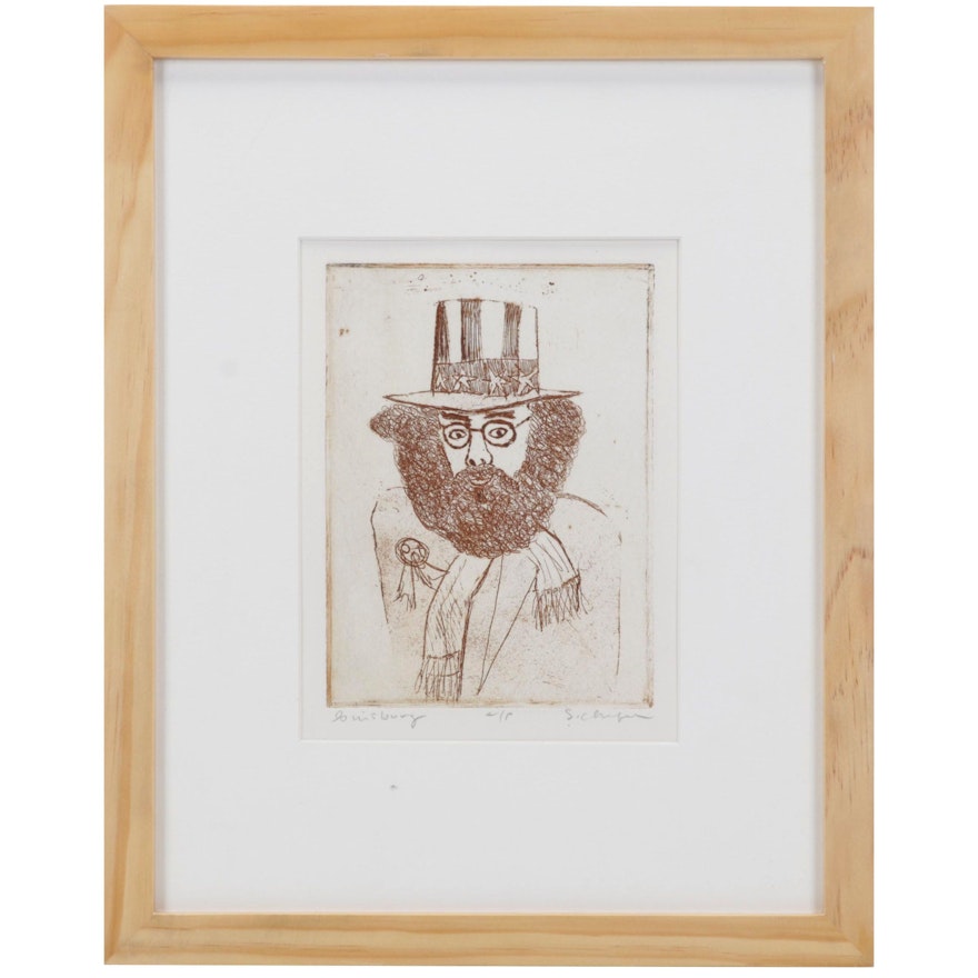 Sidney Chafetz Etching With Aquatint "Ginsberg," Late 20th Century