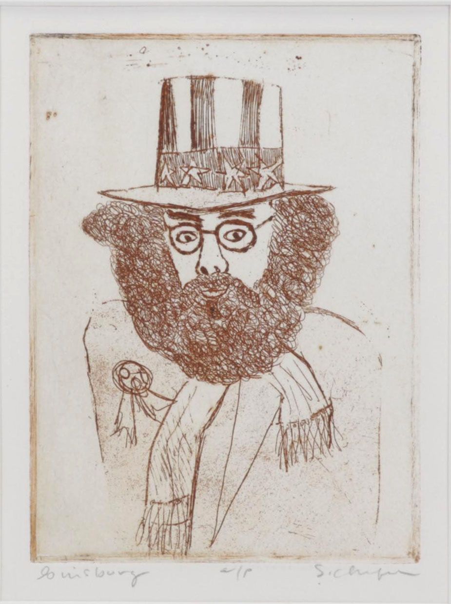 Sidney Chafetz Etching With Aquatint "Ginsberg," Late 20th Century