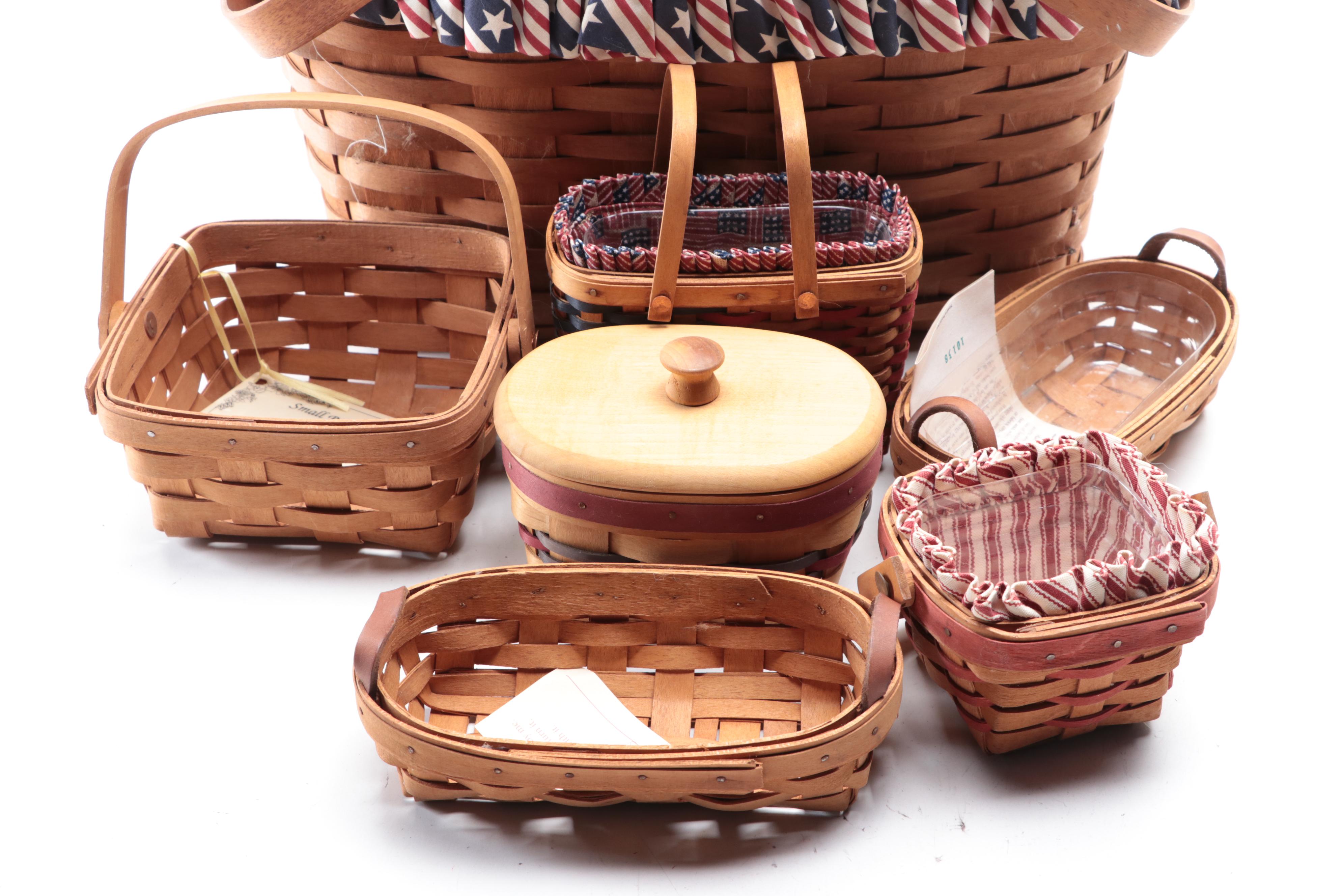 Longaberger Handwoven Maple Baskets Including 2002 Collector's Club