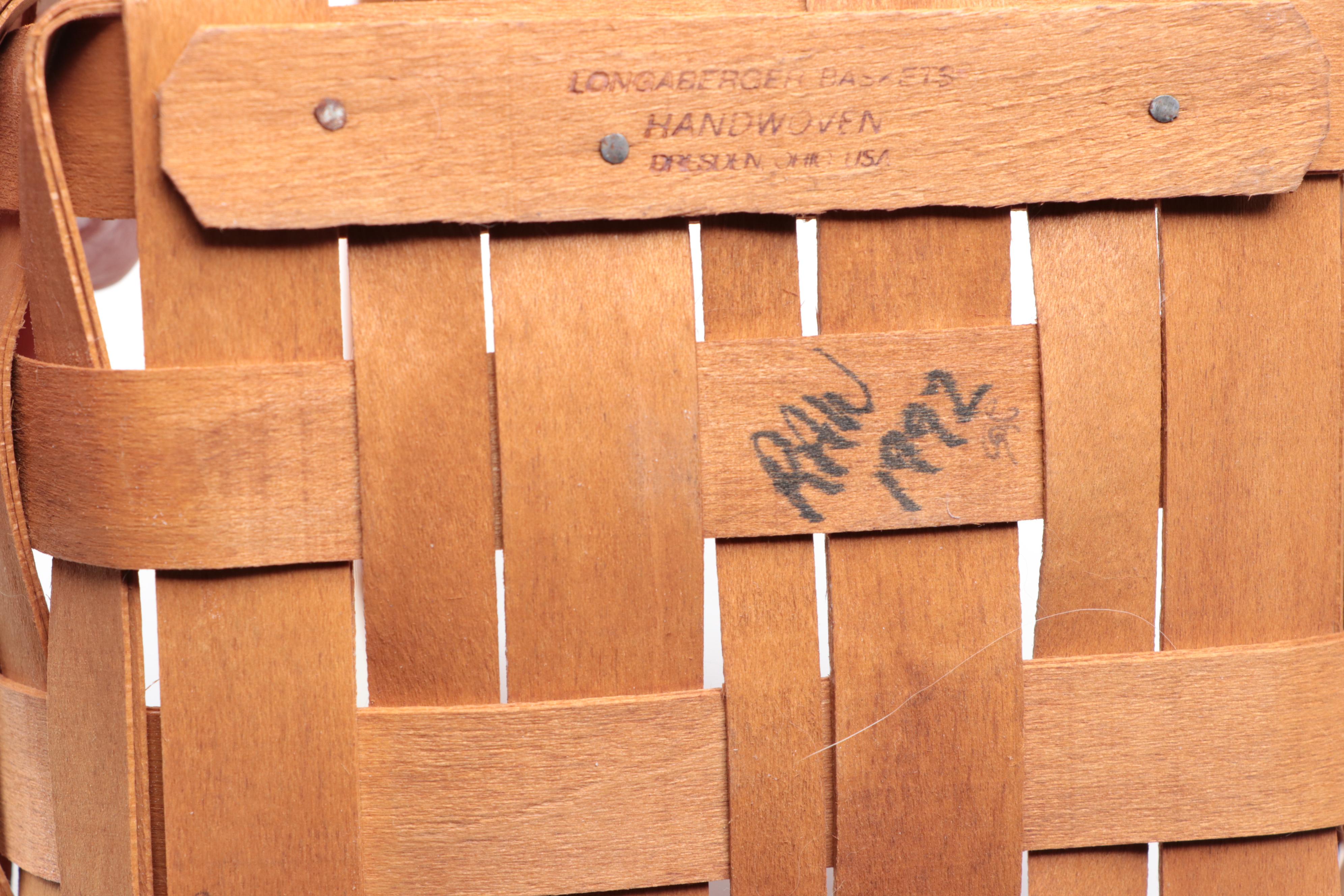 Longaberger Handwoven Maple Baskets Including 2002 Collector's Club