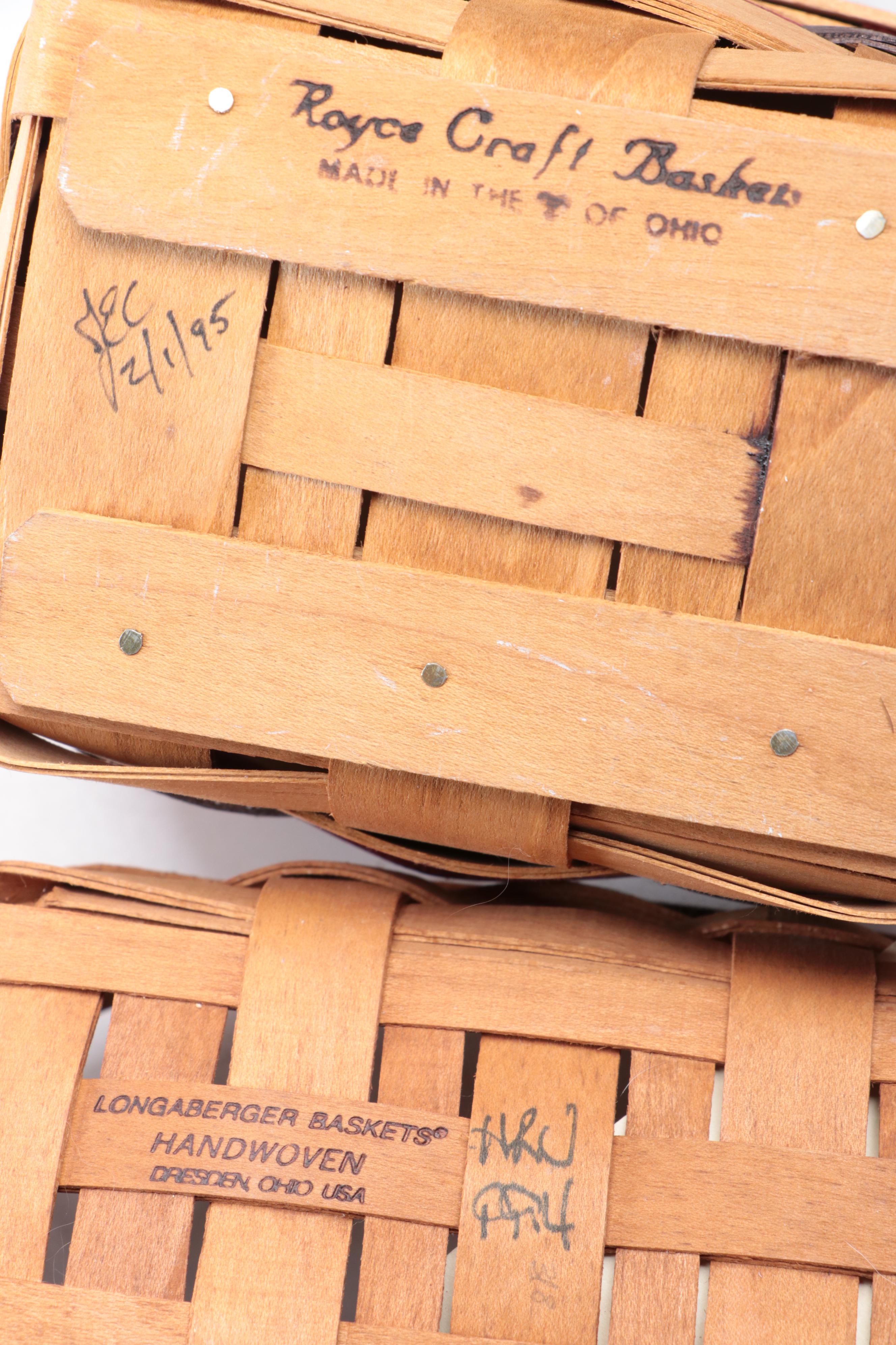 Longaberger Handwoven Maple Baskets Including 2002 Collector's Club