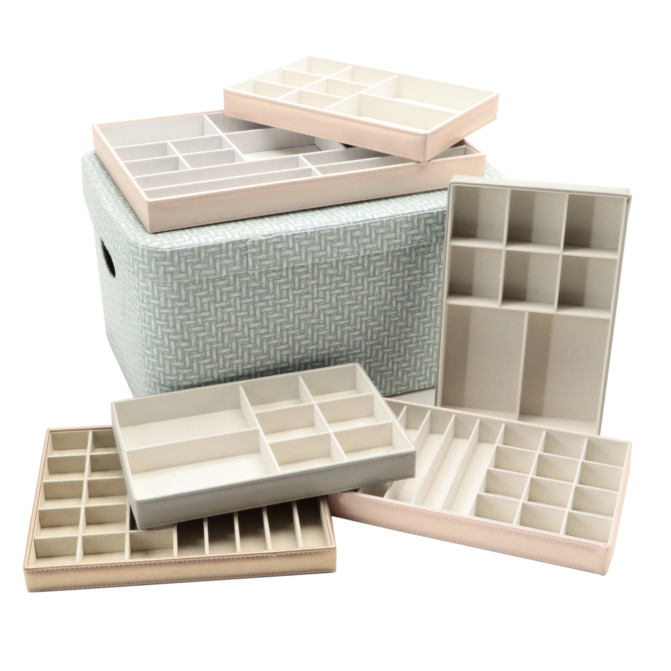 Padded Fabric Storage Box With Richards Homeware Stackable Jewelry Organizers