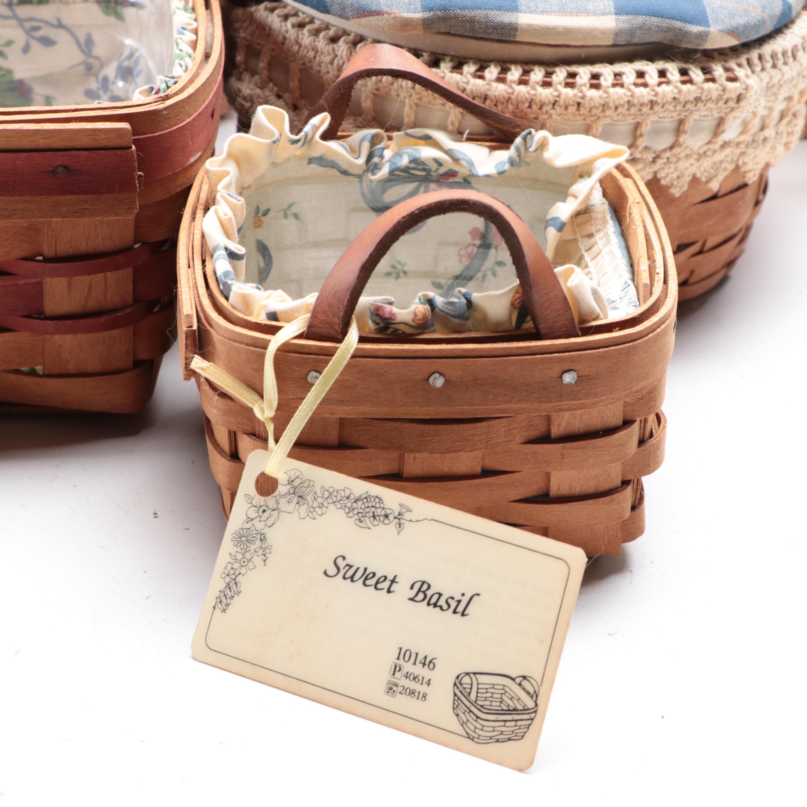 Longaberger "Sweet Basil" and Other Handwoven Maple Baskets