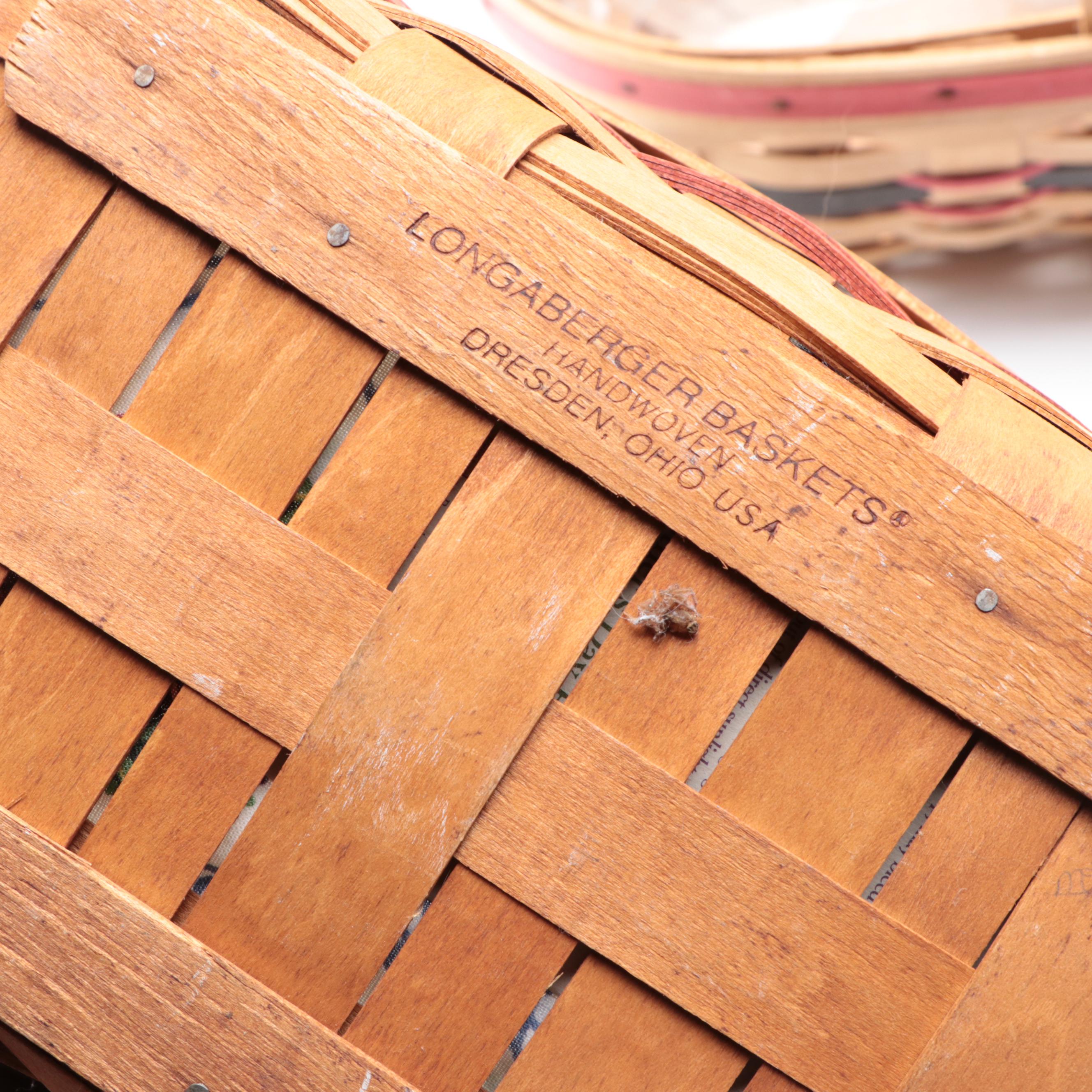 Longaberger "Sweet Basil" and Other Handwoven Maple Baskets