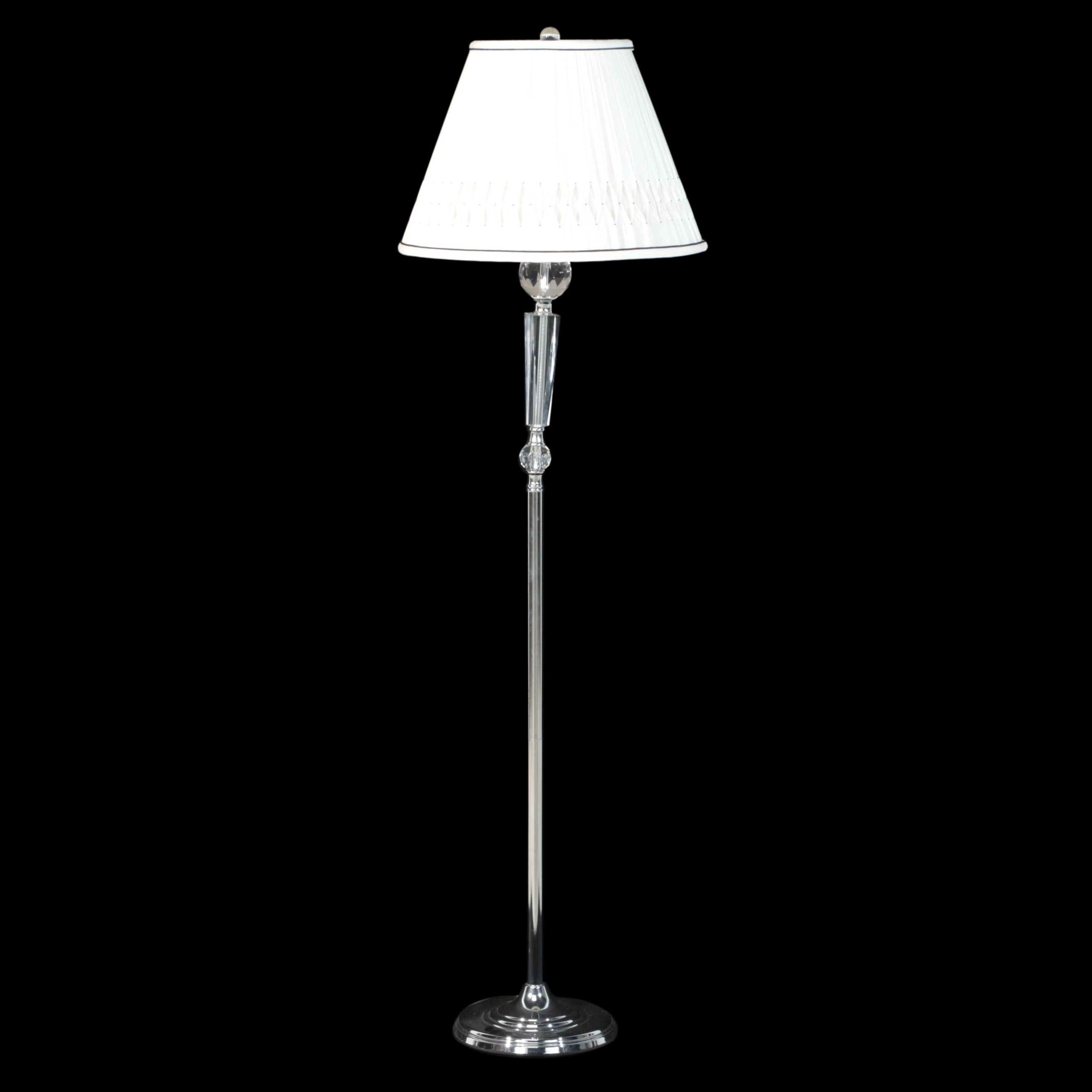 Glass and Chrome Floor Lamp With Tailored Shade, 21st Century