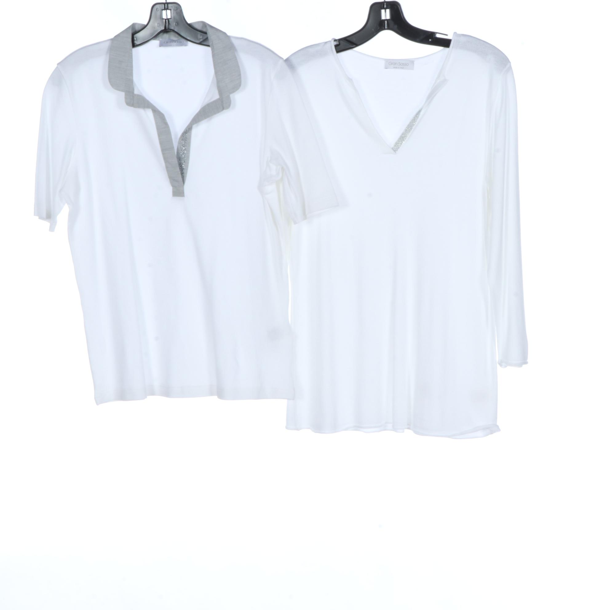 Peserico Sweater and Pants, Marie Saint Pierre Dress and Pants, Gran Sasso Tops