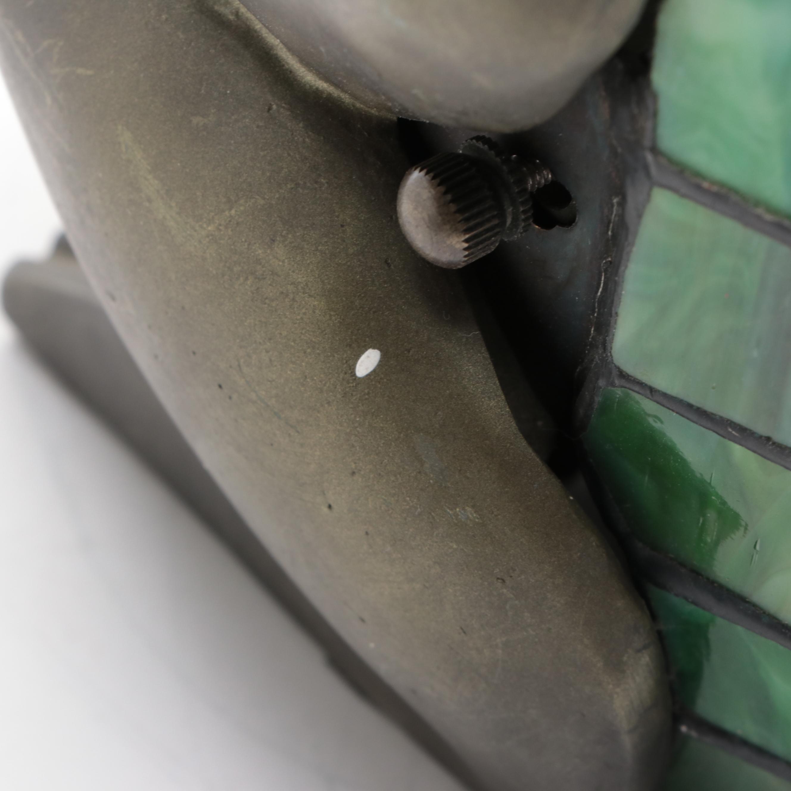 Brass and Slag Glass Frog Accent Lamp