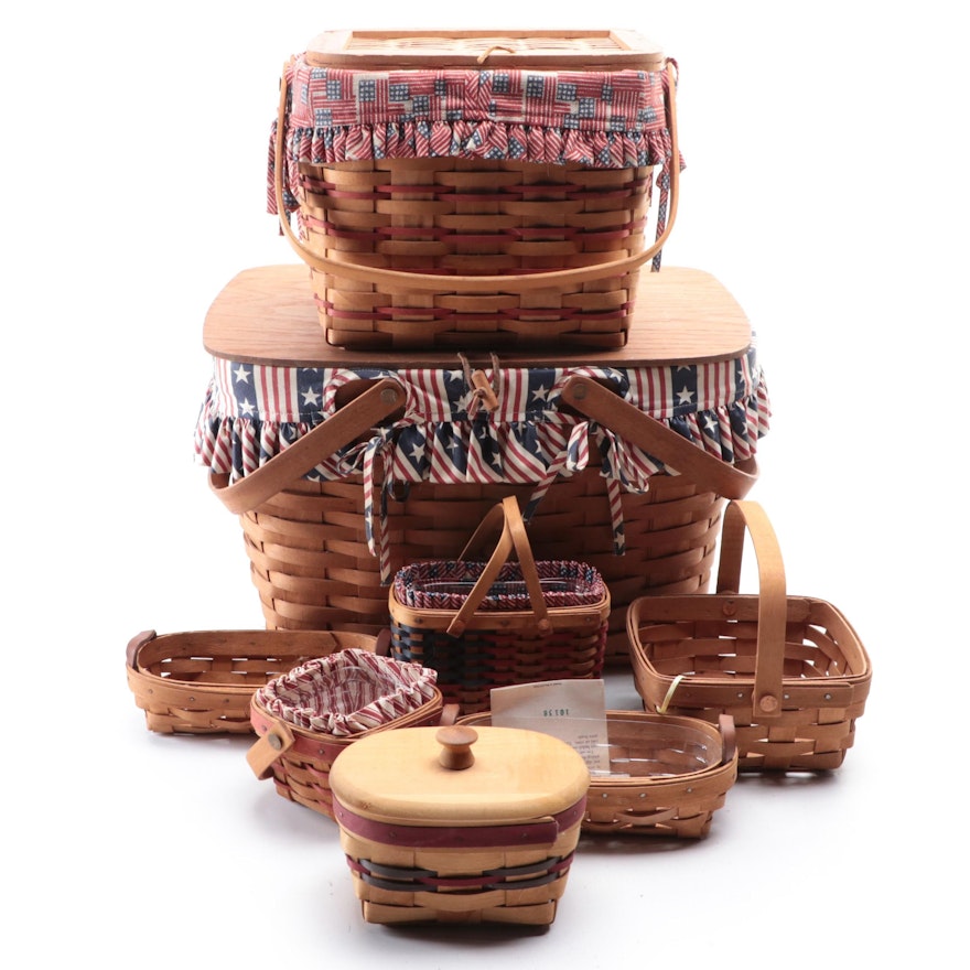 Longaberger Handwoven Maple Baskets Including 2002 Collector's Club