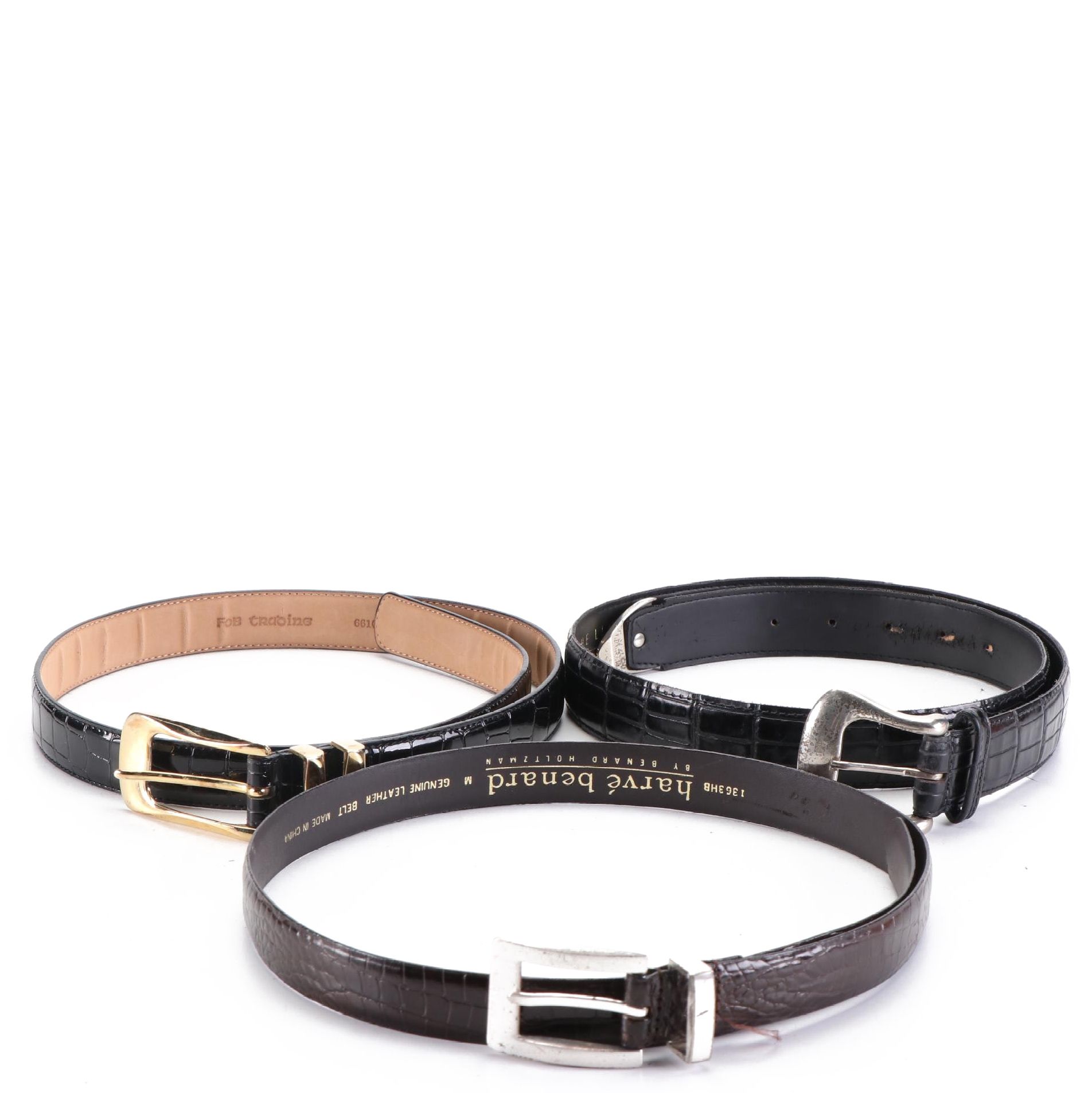 The Limited, FOB Trading, and Harvé Benard Embossed Leather Belts