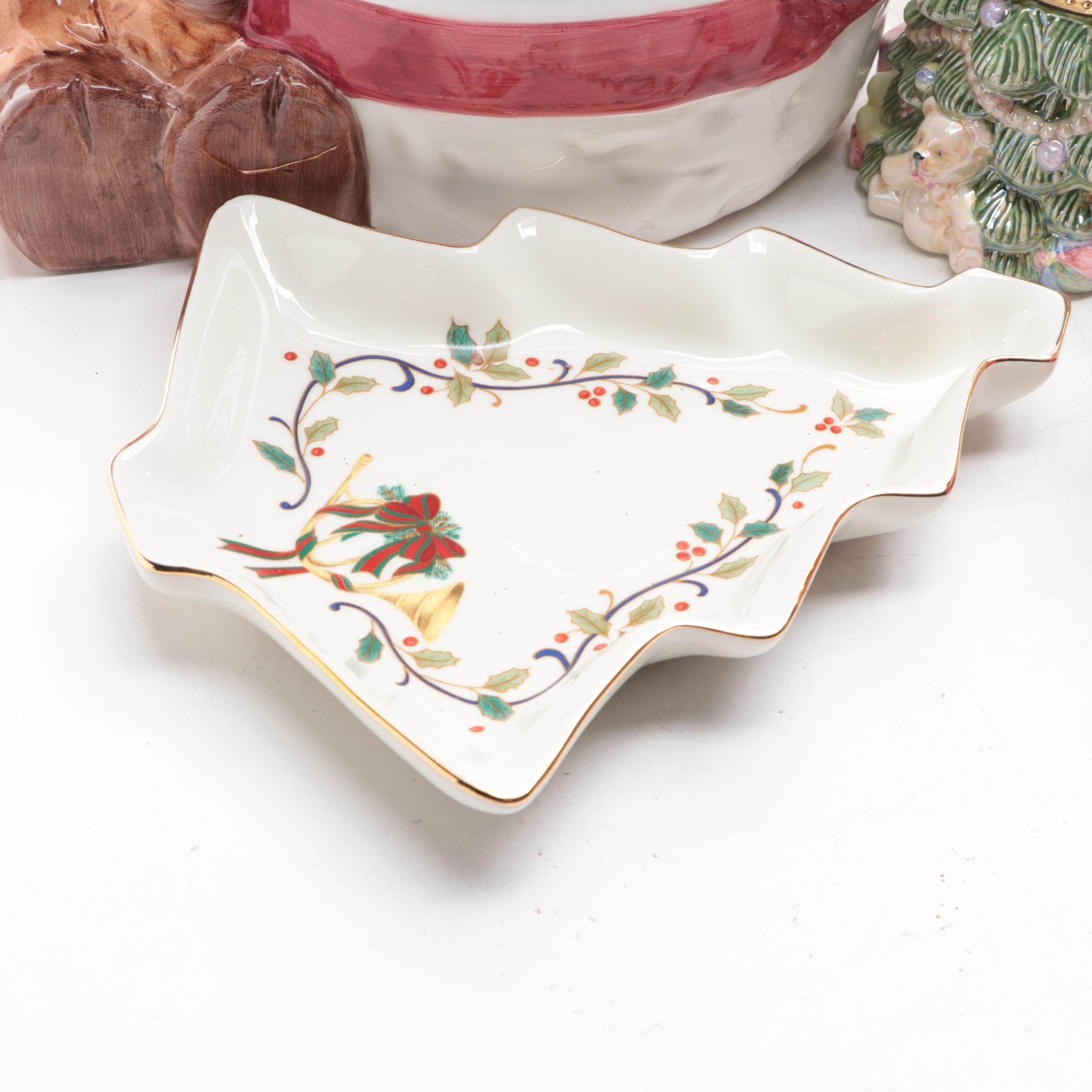 Mikasa China Tree Shaped Dish and Other Christmas Décor