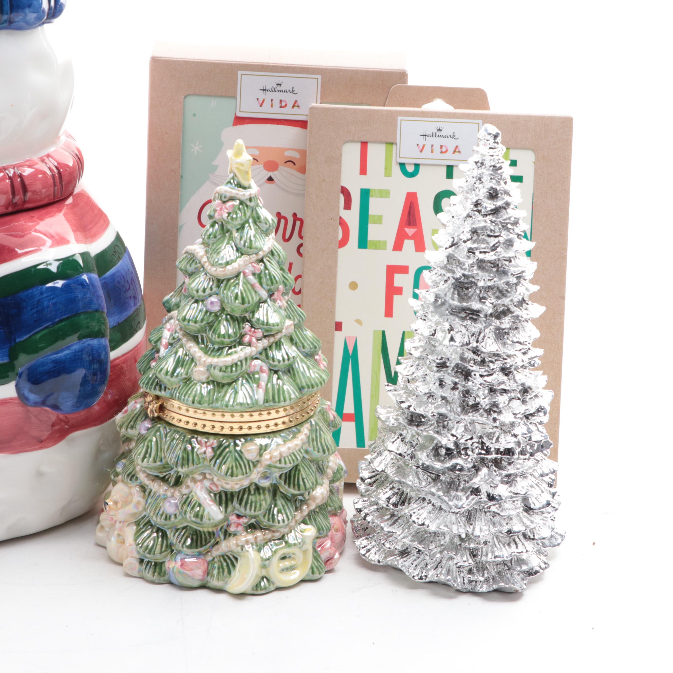 Mikasa China Tree Shaped Dish and Other Christmas Décor