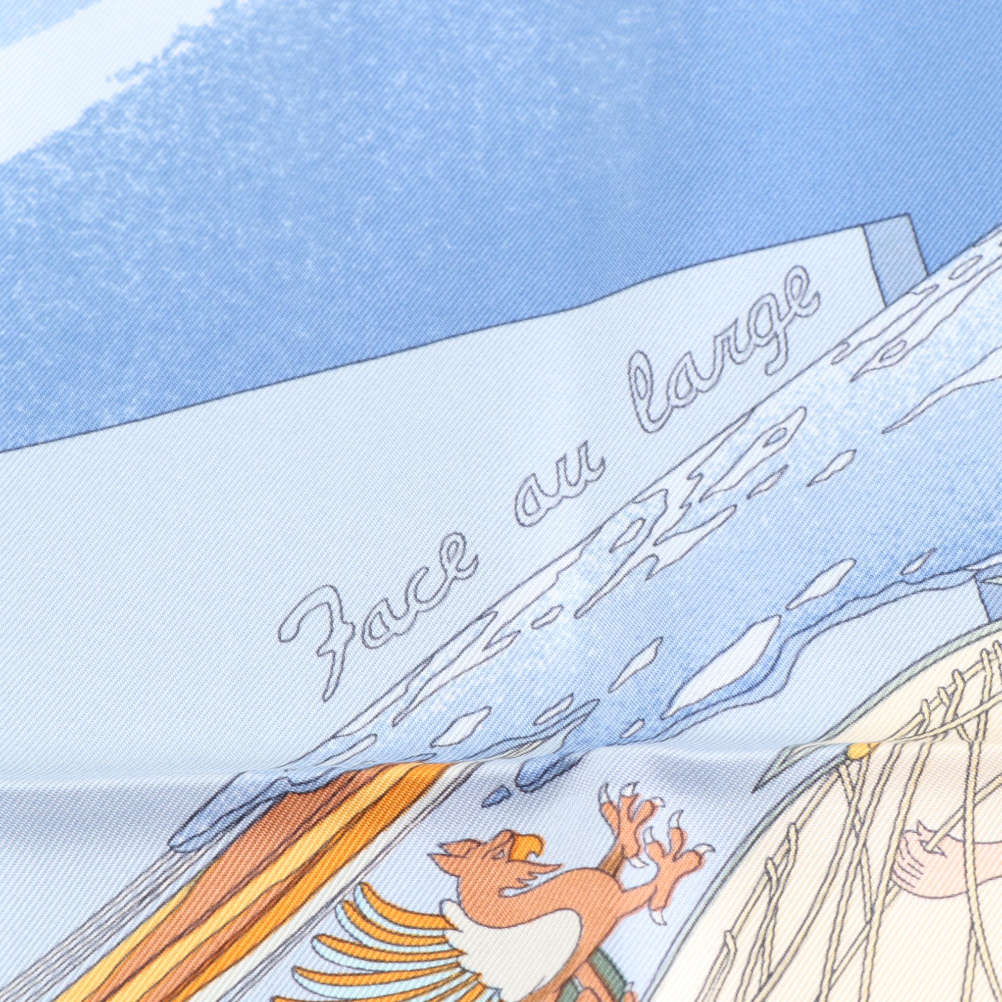 Hermès "Face Au Large" Silk Twill Scarf 90