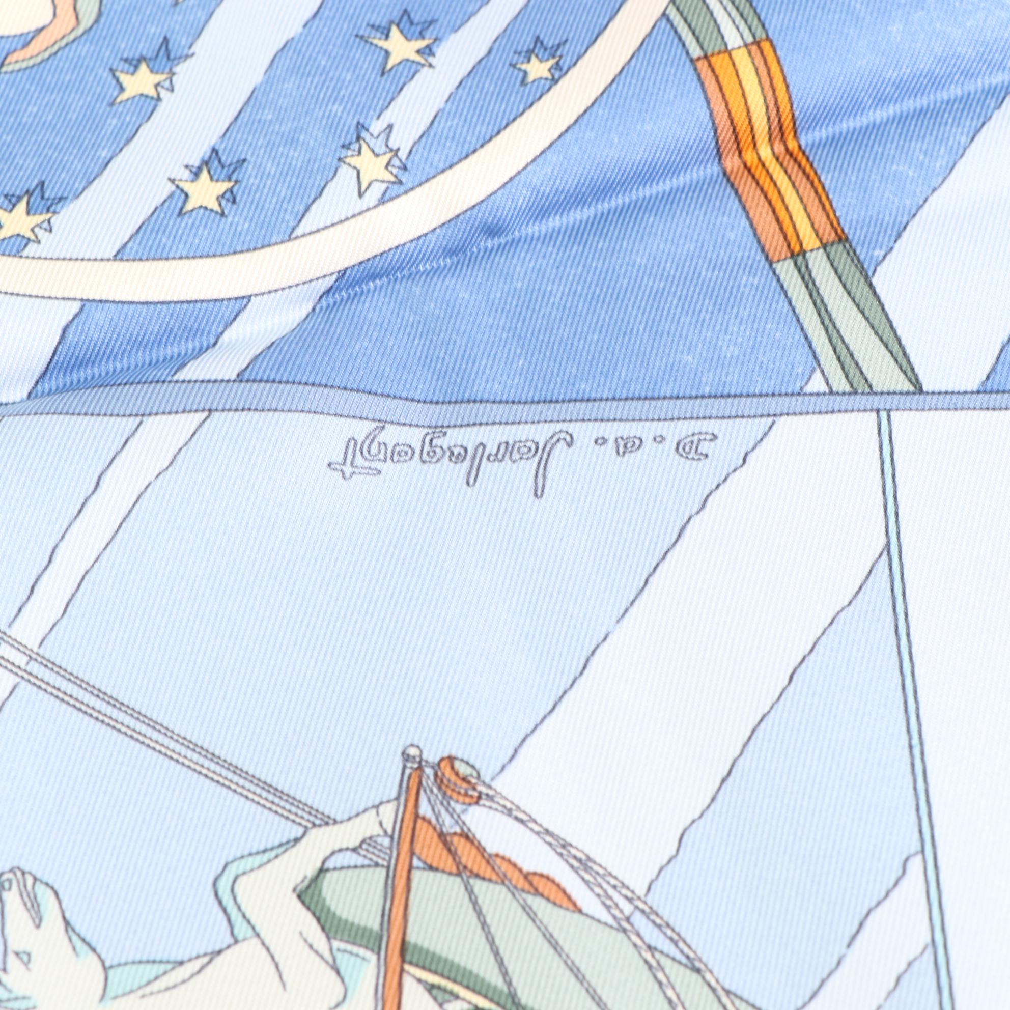 Hermès "Face Au Large" Silk Twill Scarf 90