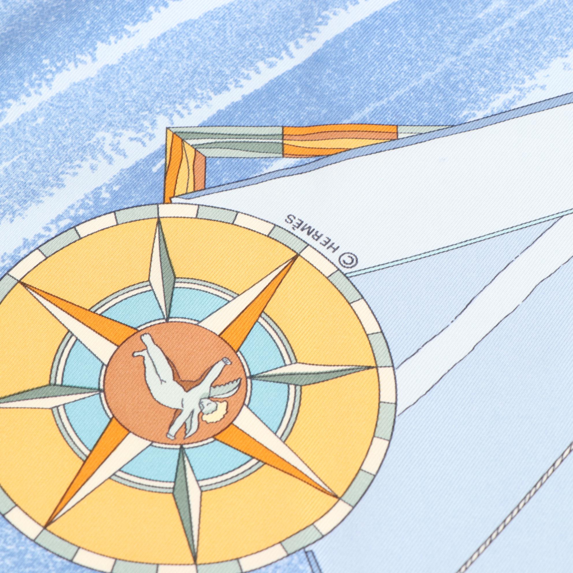 Hermès "Face Au Large" Silk Twill Scarf 90