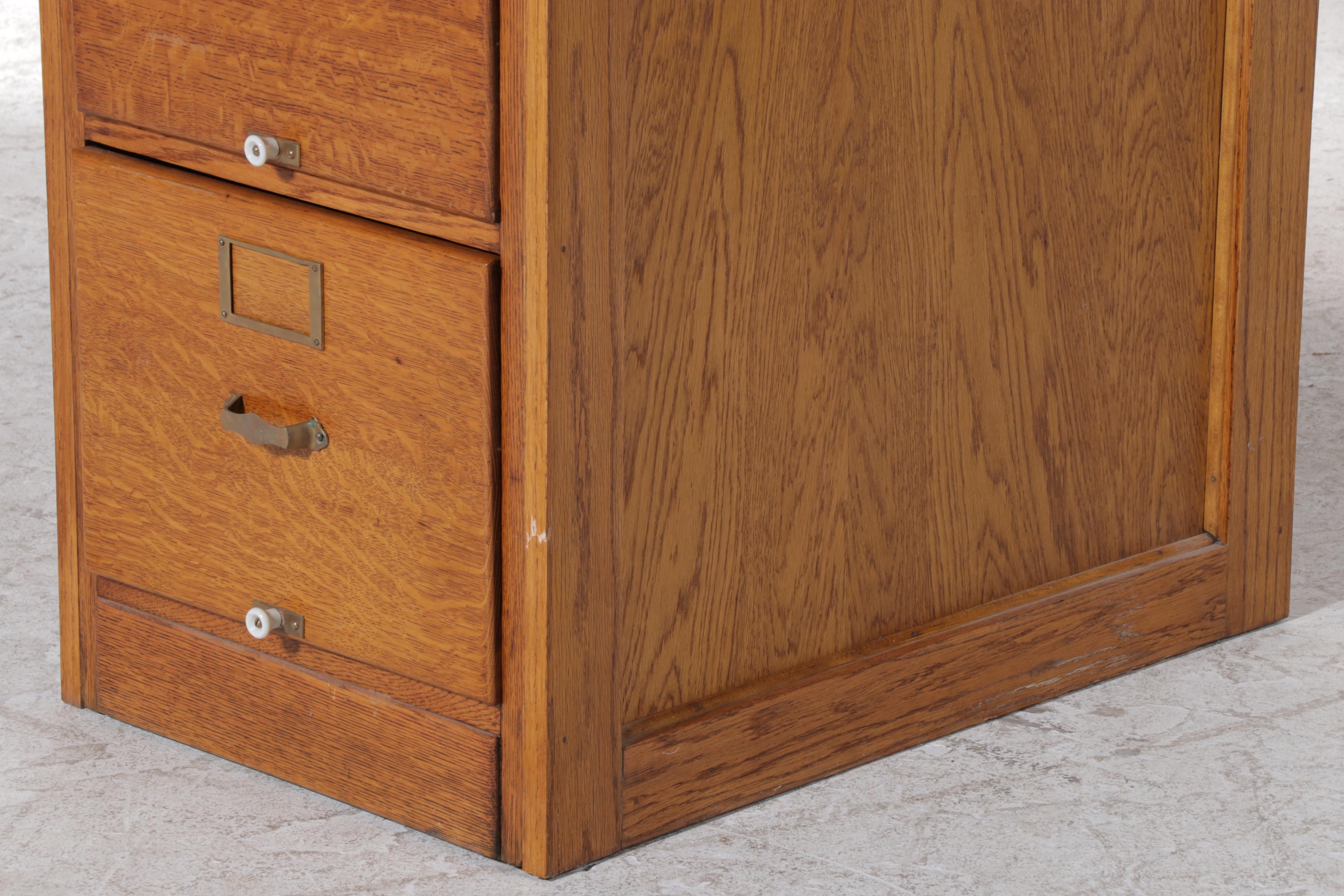 Library Bureau Sole Makers Oak Four-Drawer File Cabinet, Early 20th Century