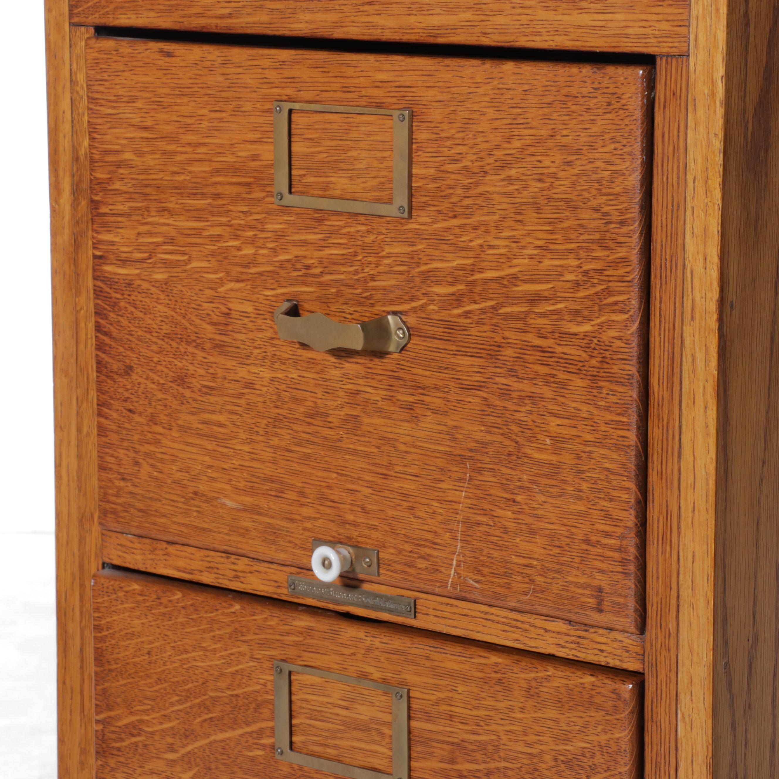 Library Bureau Sole Makers Oak Four-Drawer File Cabinet, Early 20th Century