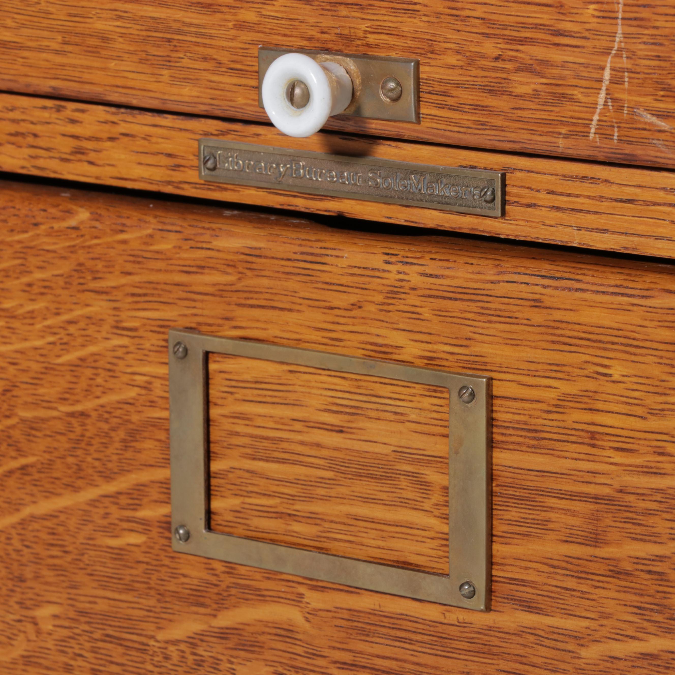 Library Bureau Sole Makers Oak Four-Drawer File Cabinet, Early 20th Century