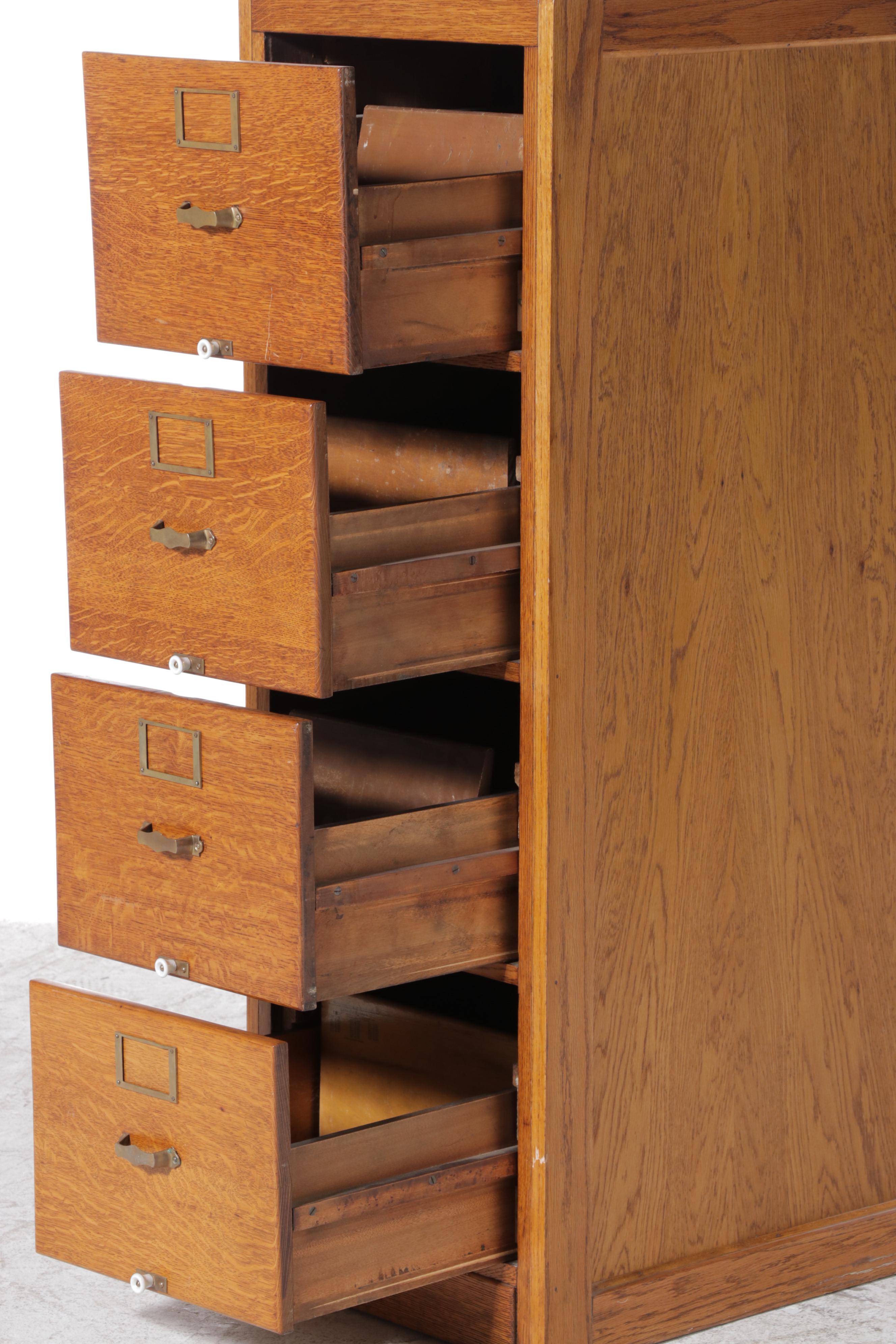 Library Bureau Sole Makers Oak Four-Drawer File Cabinet, Early 20th Century