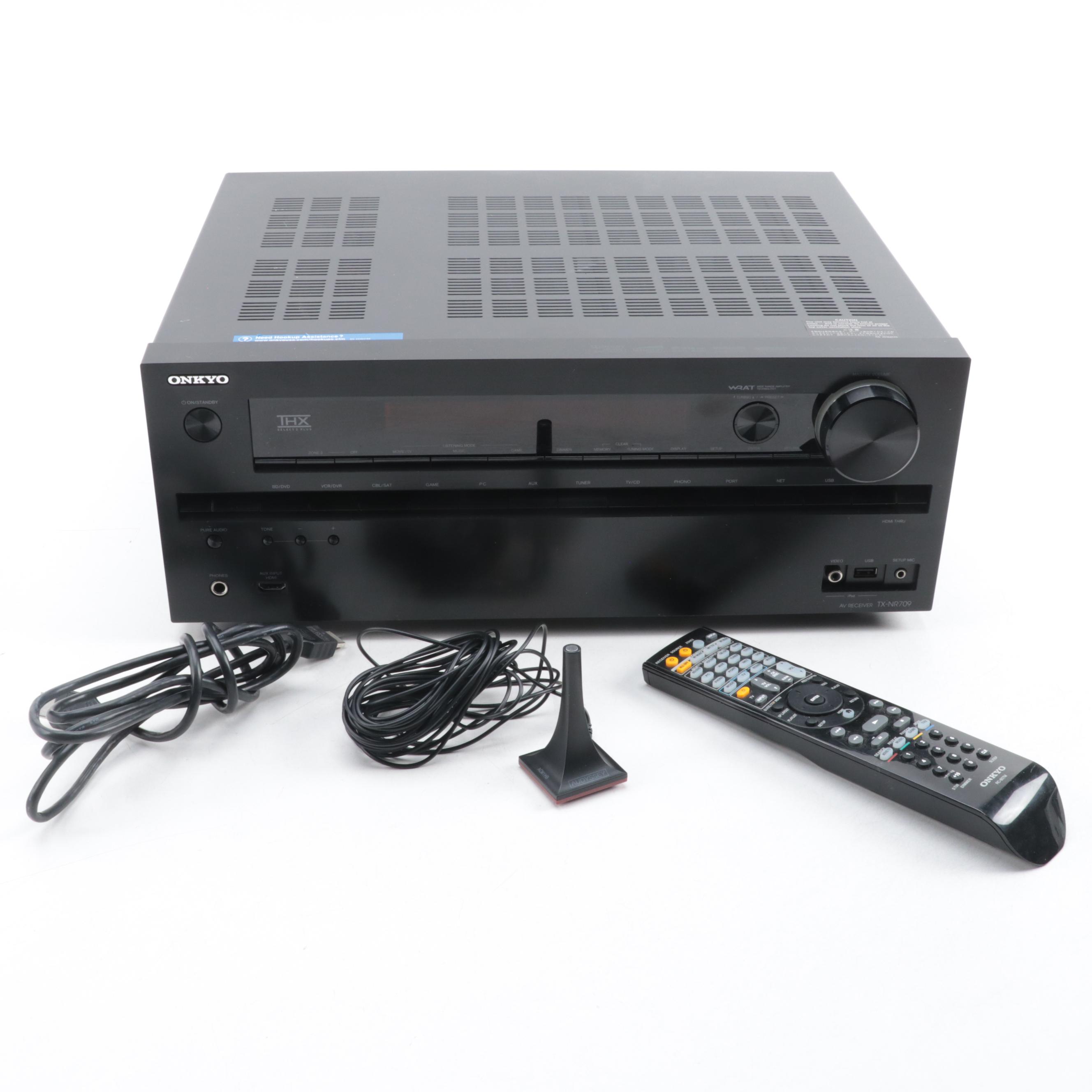 Onkyo TX-NR709 A/V Receiver with Remote and Audyssey Calibrating Microphone