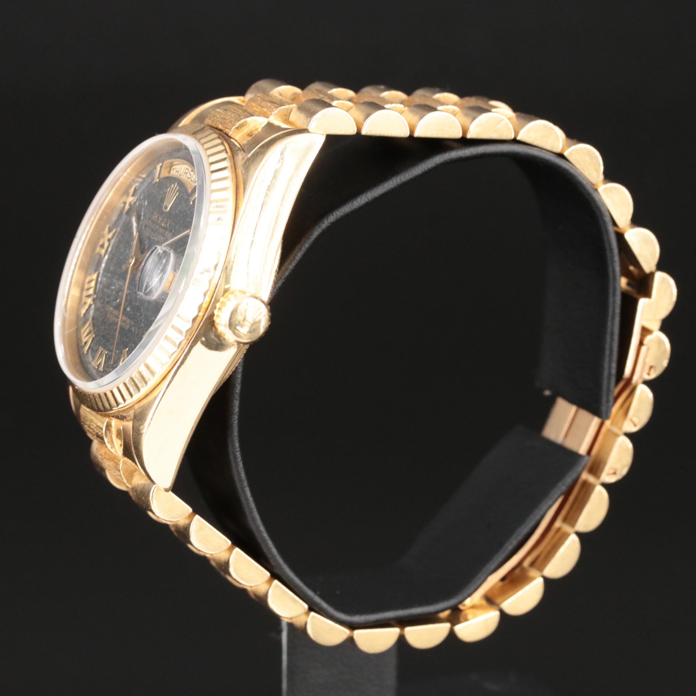 1987 18K Rolex Day-Date President Ferrite Dial Watch