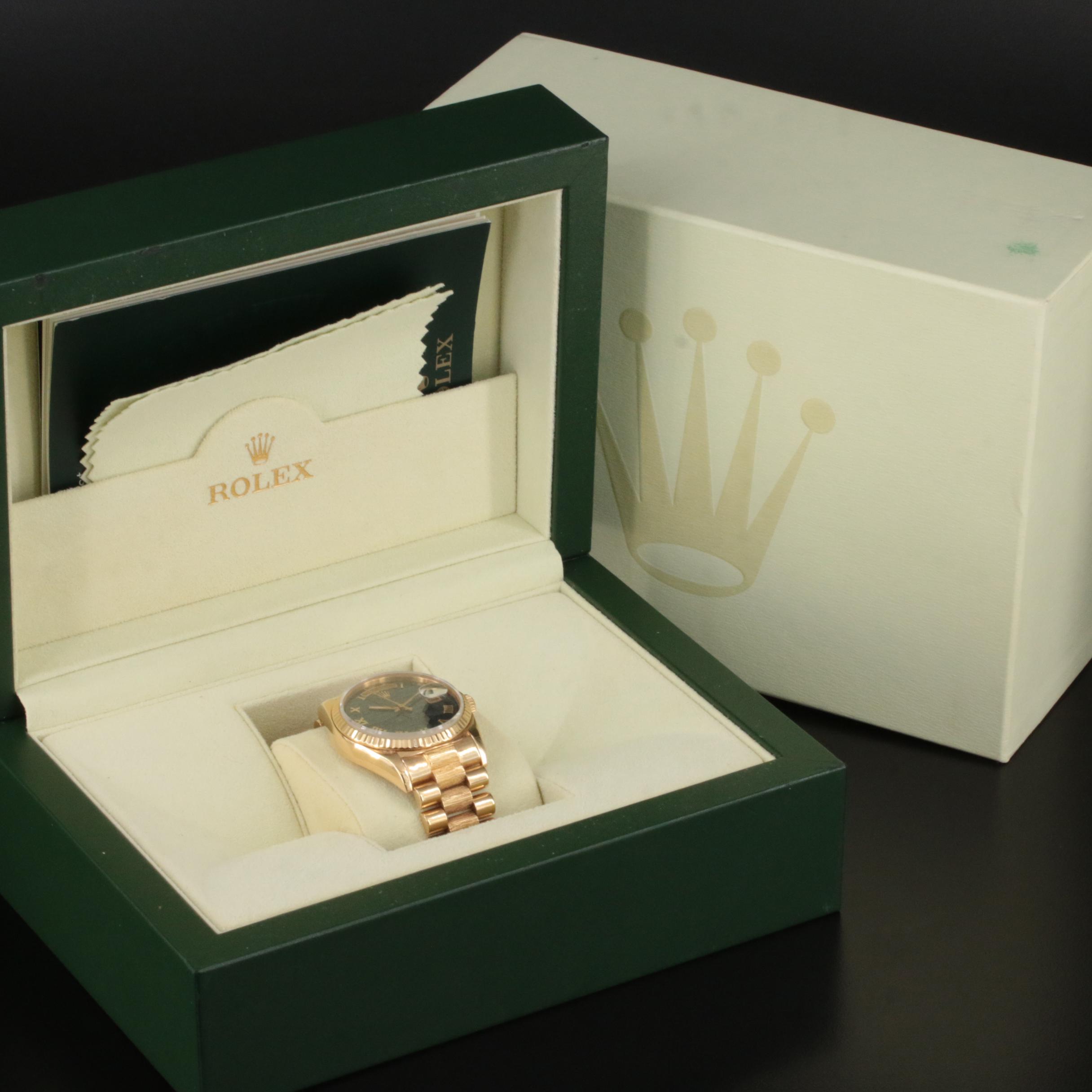 1987 18K Rolex Day-Date President Ferrite Dial Watch