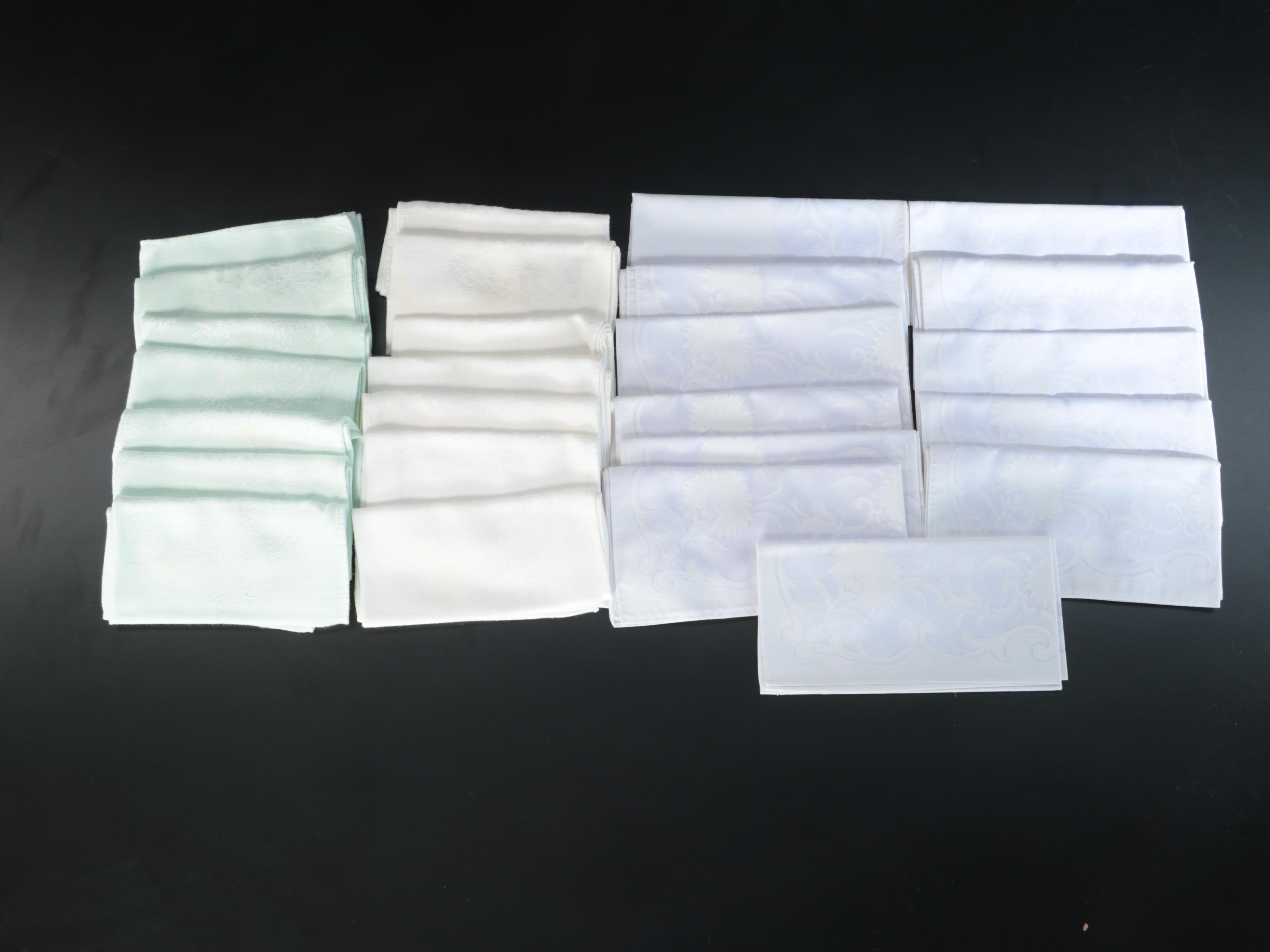 White, Cream, Green with Other Tablecloths and Napkins, 20th Century