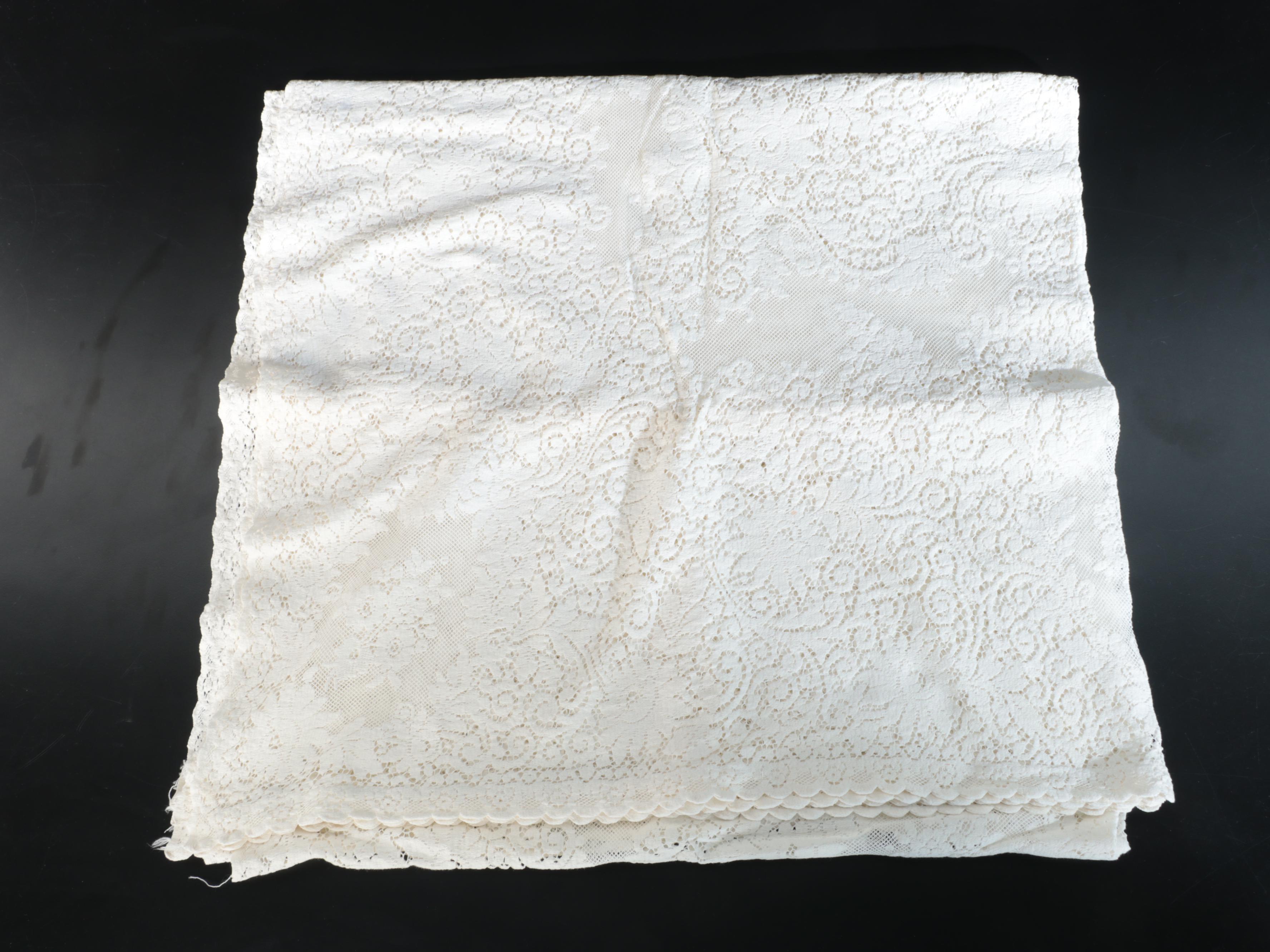White, Cream, Green with Other Tablecloths and Napkins, 20th Century