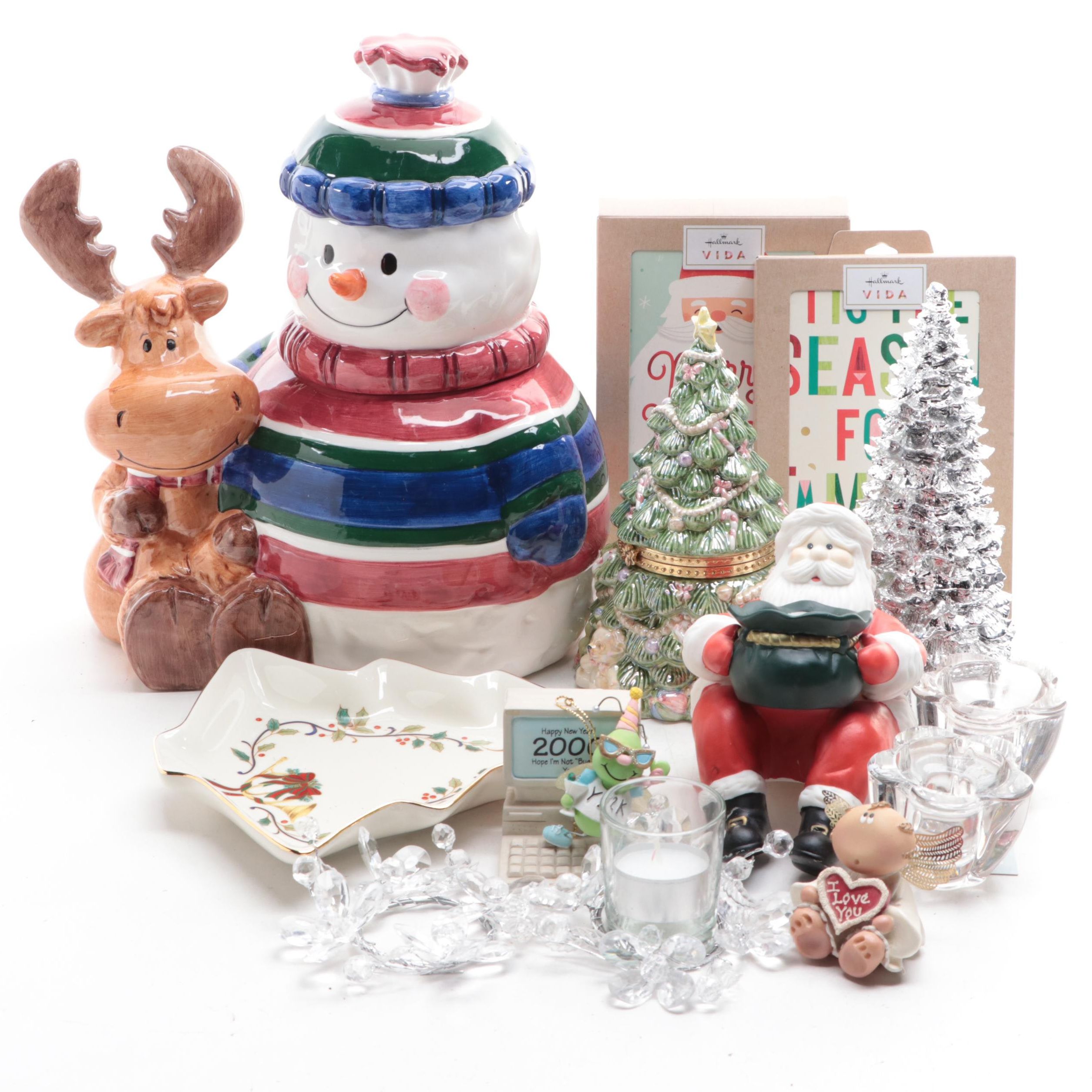 Mikasa China Tree Shaped Dish and Other Christmas Décor