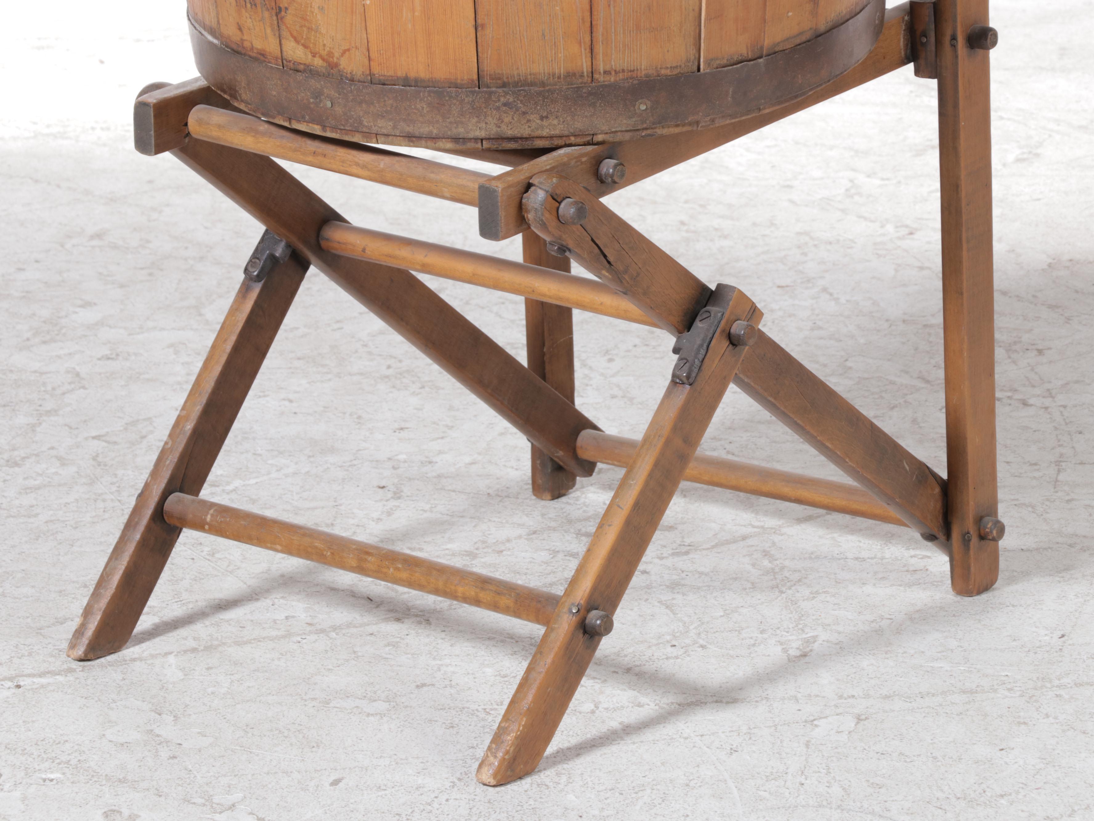 One Minute Mfg. Co. Hand-Crank Wooden Clothes Wringer Washer, Early 20th Century