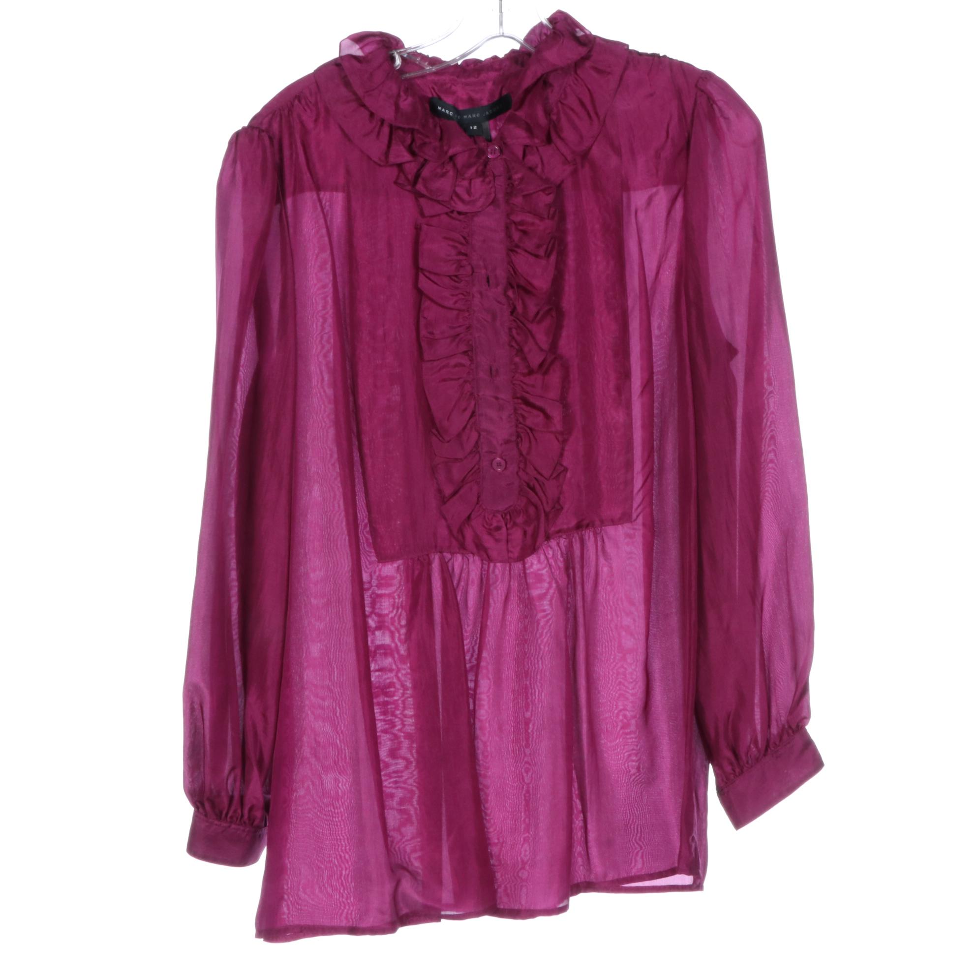 Tory Burch Silk Tie Neck Top, Marc by Marc Jacobs Ruffle Blouse, Rossopuro Pants