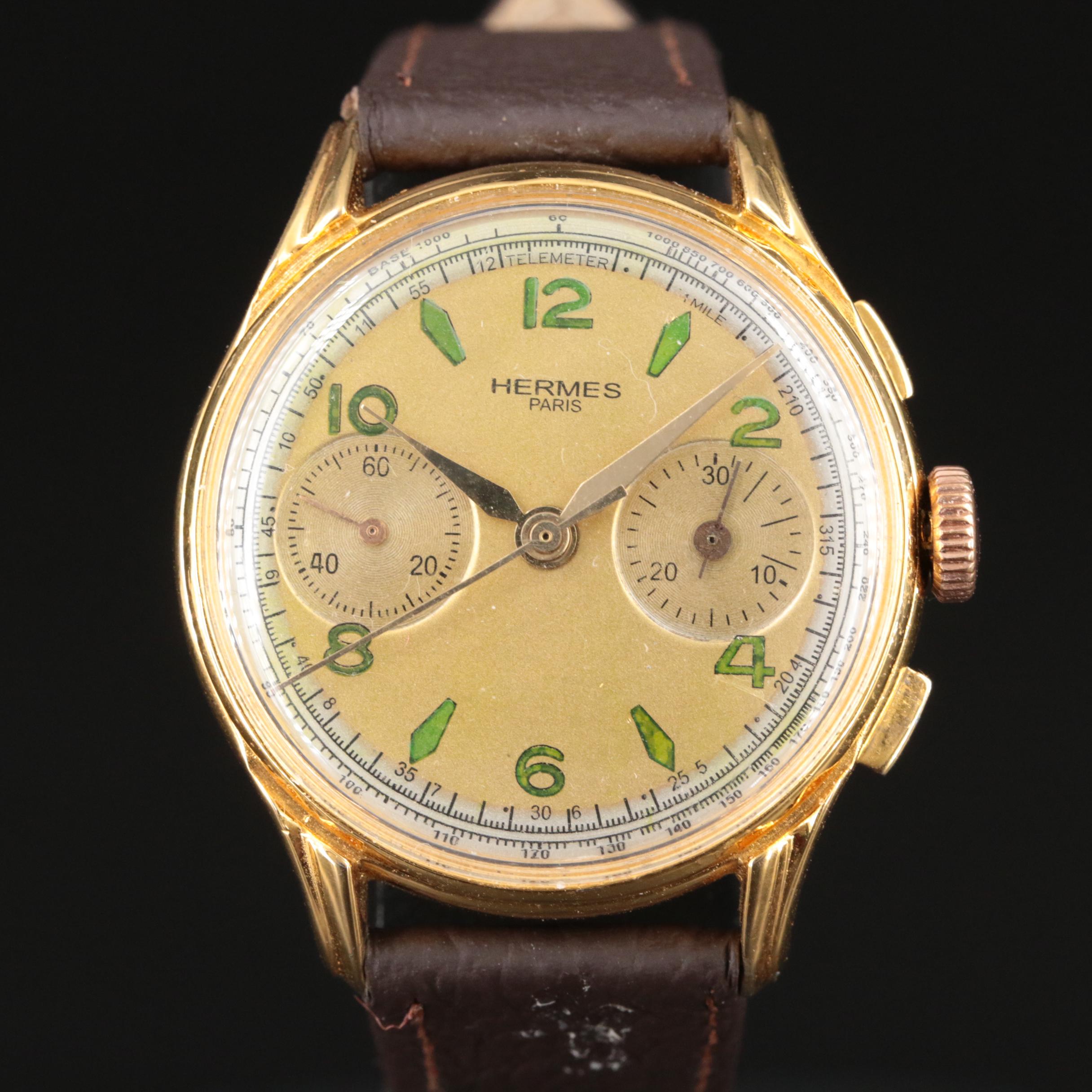 Vintage Hermès Hand Wind Chronograph Watch