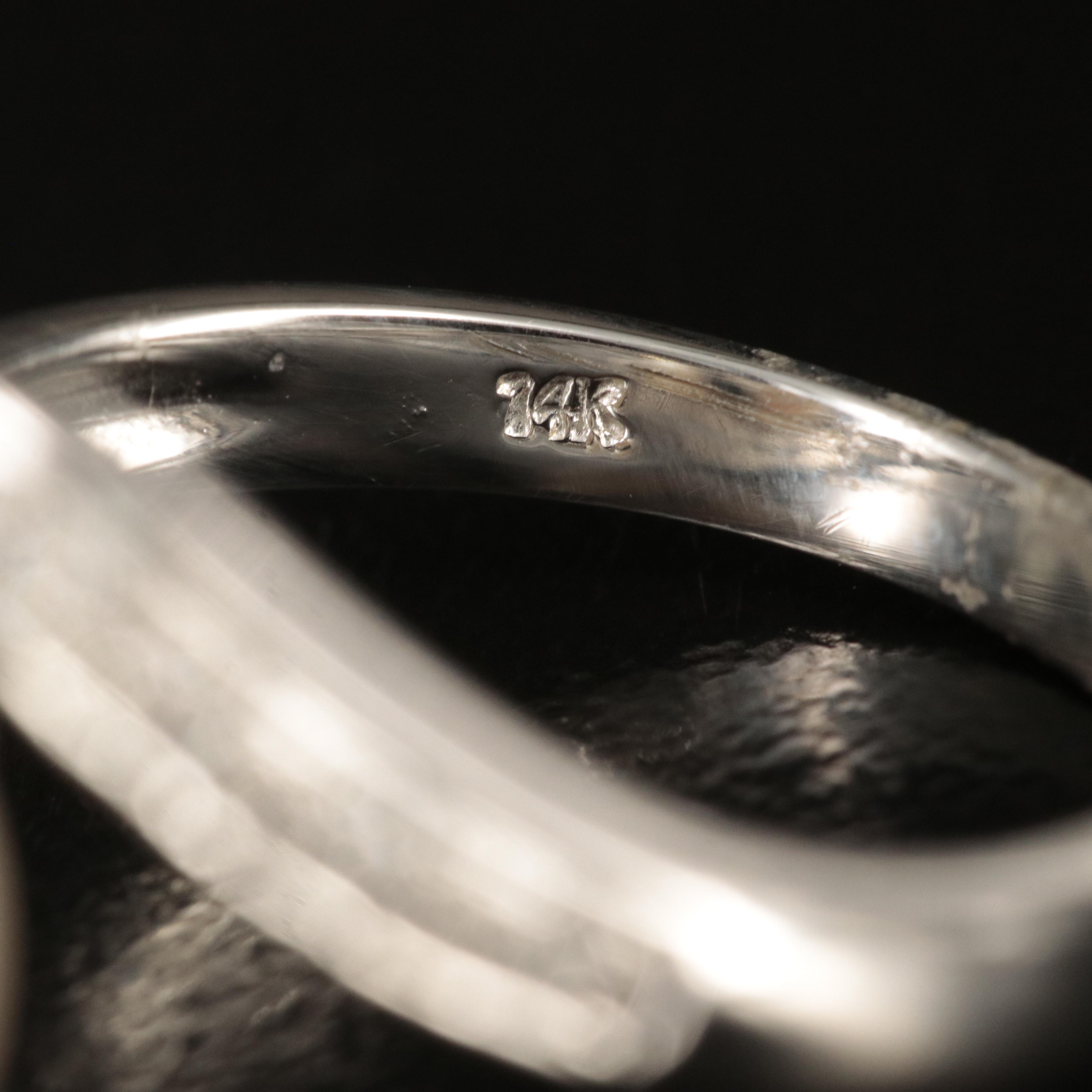 14K Pearl and Diamond Spiral Ring