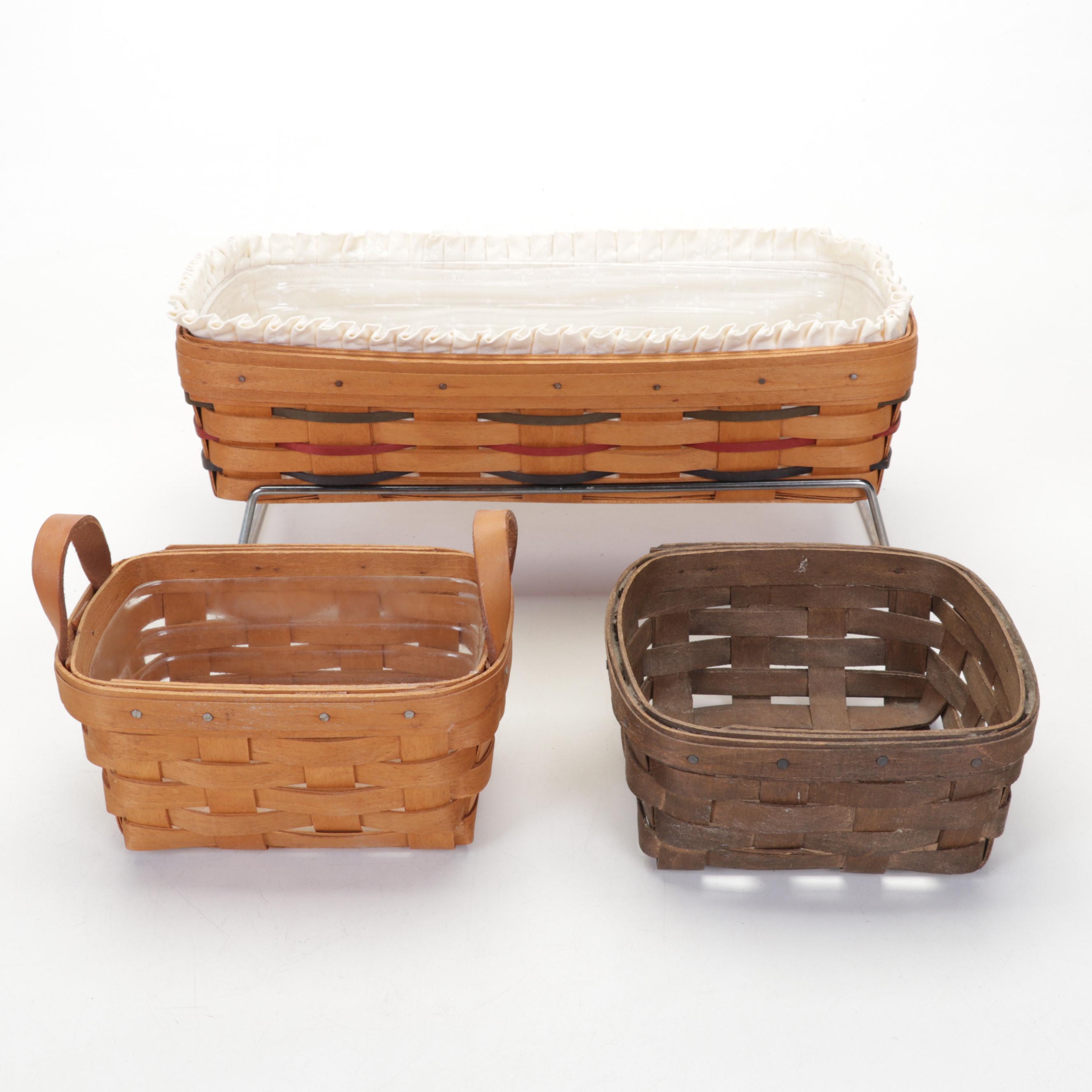 Longaberger Baskets, Casserole Dishes, 9x13 Pyrex Dish with Basket and Stand