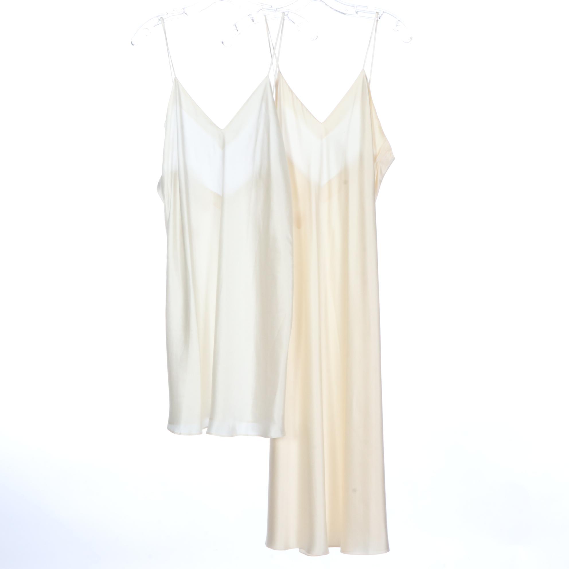 Donna Karan Dark Nude-Tone Slip and Victoria's Secret Silk Bias Slips, NWT