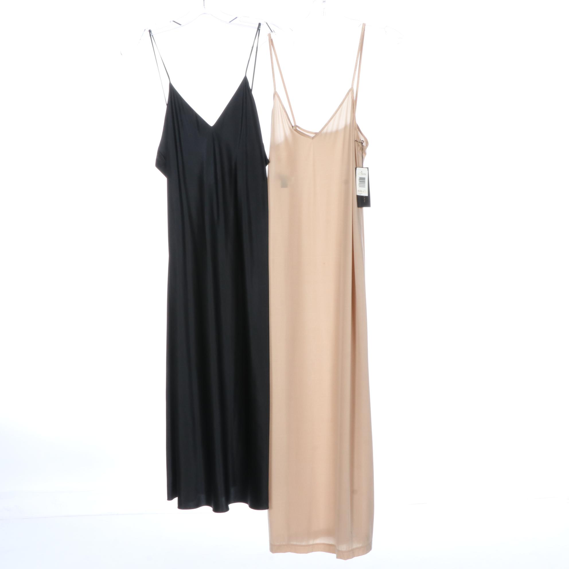 Donna Karan Dark Nude-Tone Slip and Victoria's Secret Silk Bias Slips, NWT