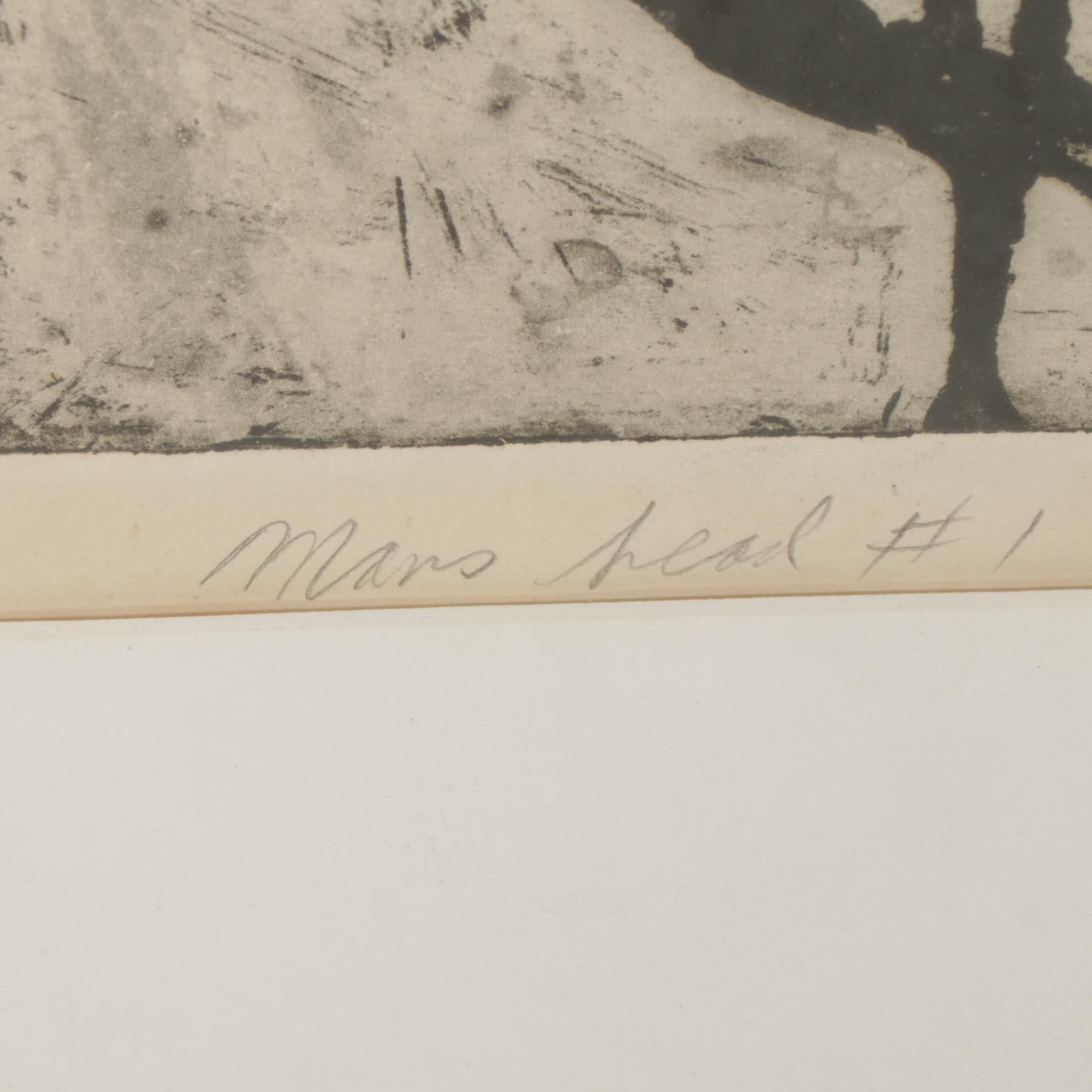 Sidney Chafetz Etching With Aquatint "Mars Head #1," 1962