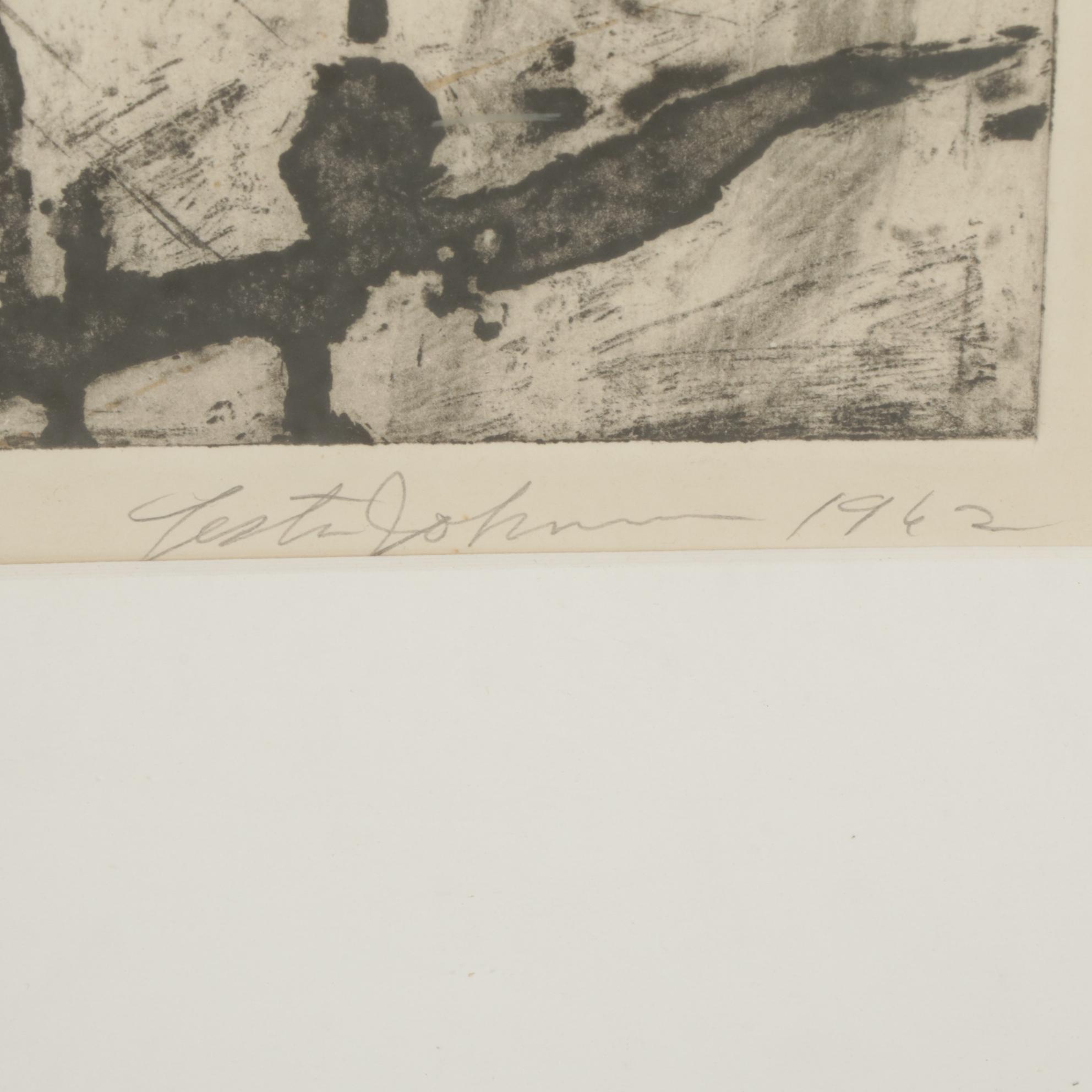 Sidney Chafetz Etching With Aquatint "Mars Head #1," 1962