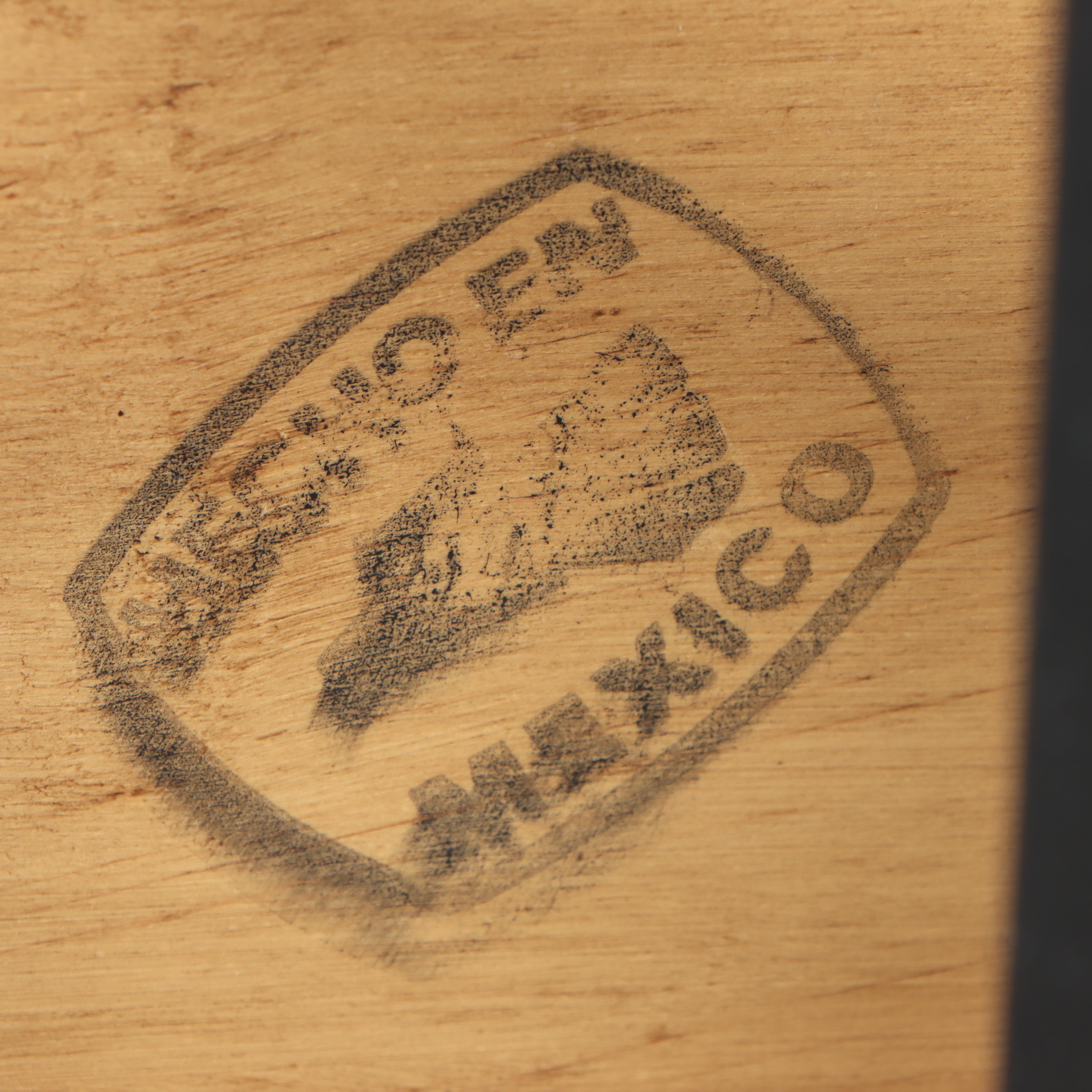 Mexican Pine Open Bookshelf on Metal Stand