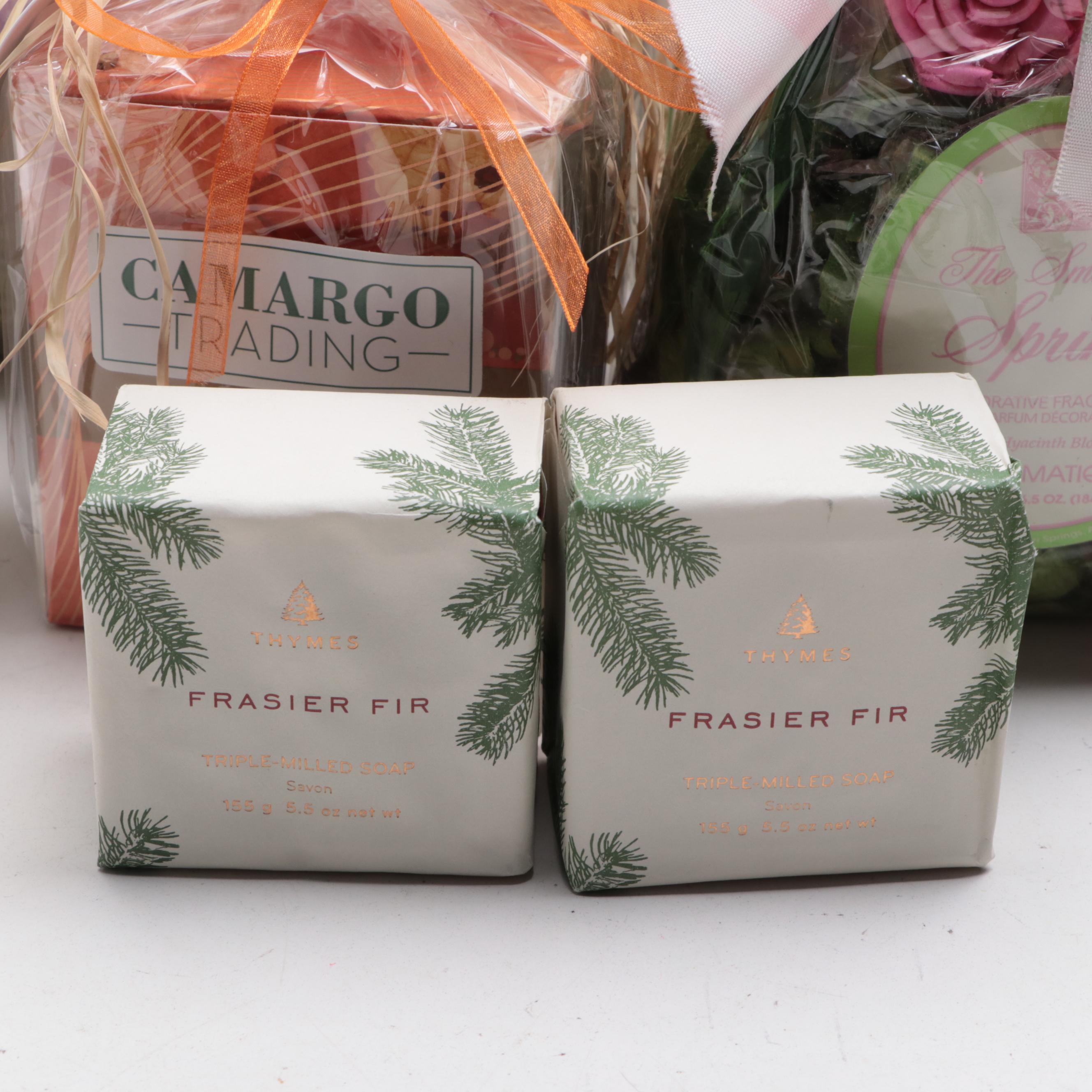 Thymes "Frasier Fir" Candles and Soap with Other Candles and Potpourri