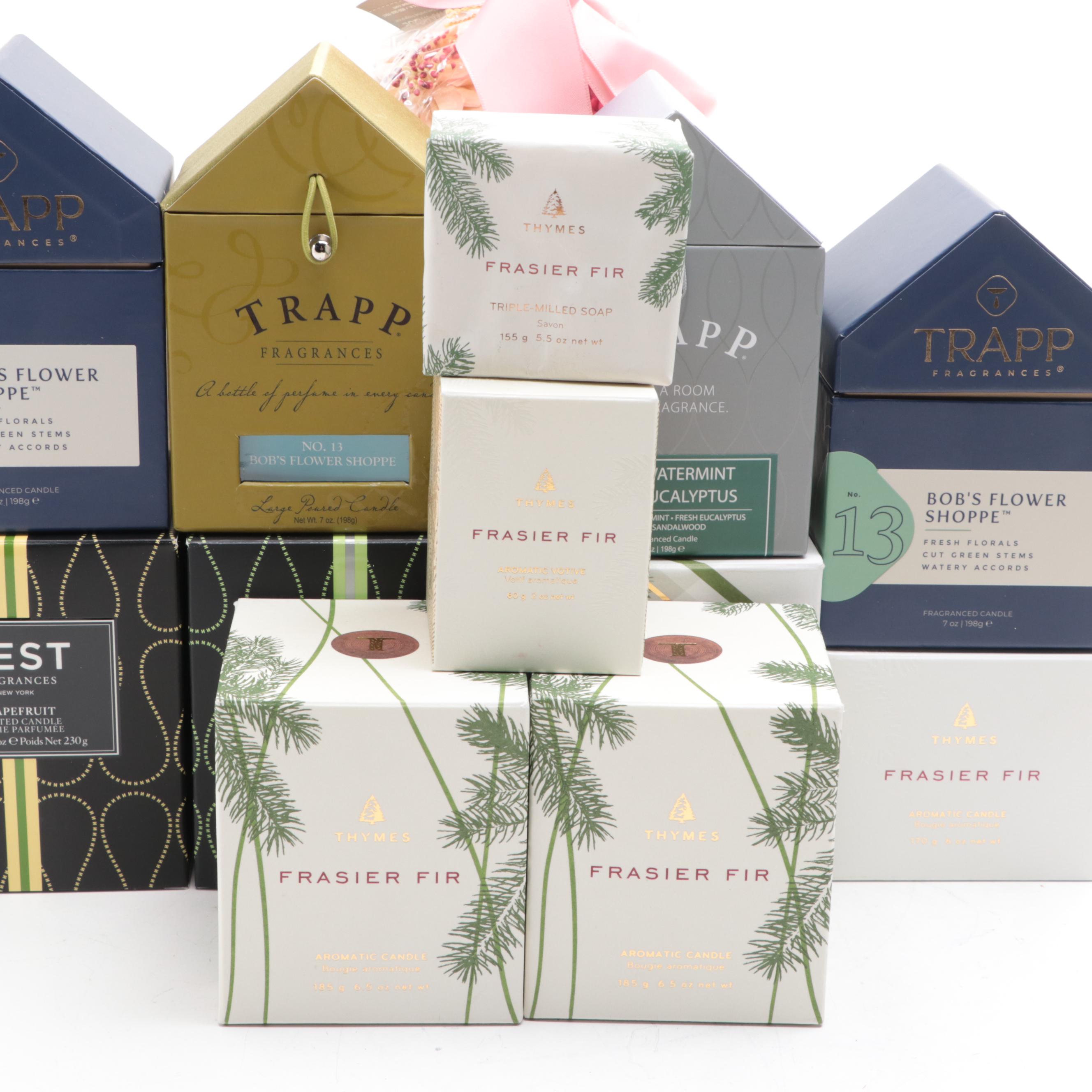 Thymes "Frasier Fir" Candles and Soap with Other Candles and Potpourri