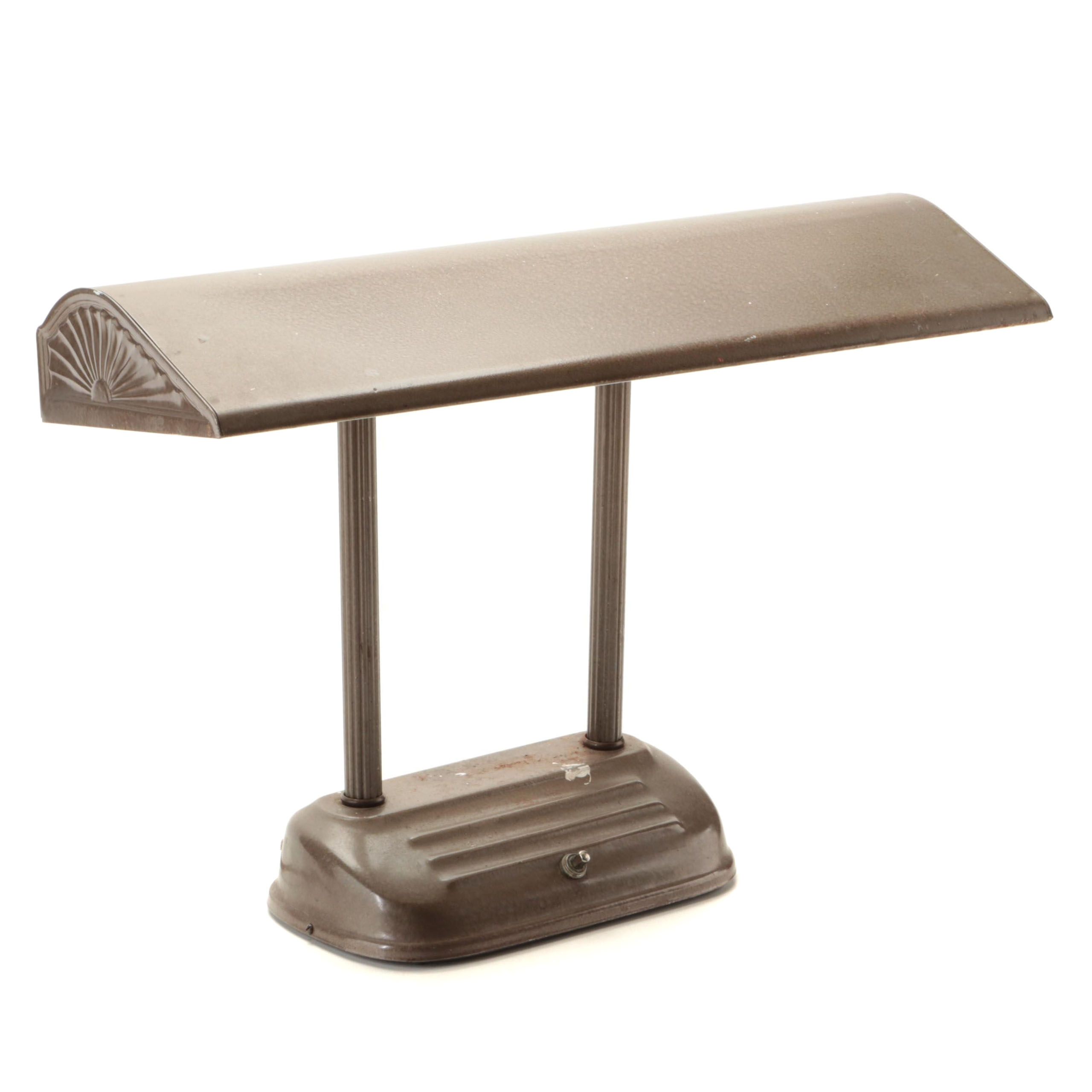 Metal Art Deco Style Fluorescent Bulb Desk Lamp, Mid-20th Century