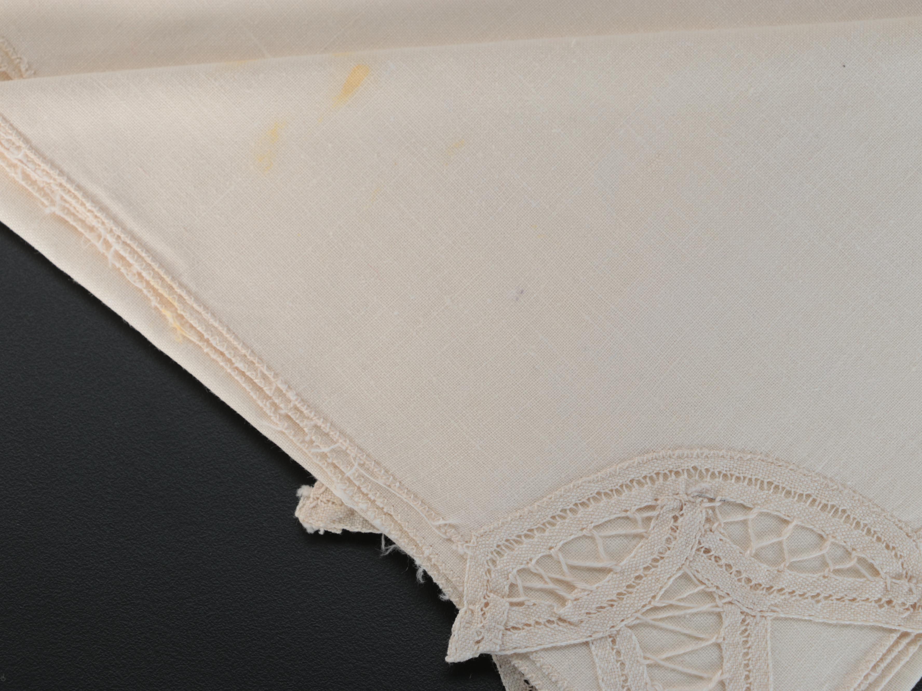 Lace Edge Napkins with Embroidered and Other Table Linens, 20th Century