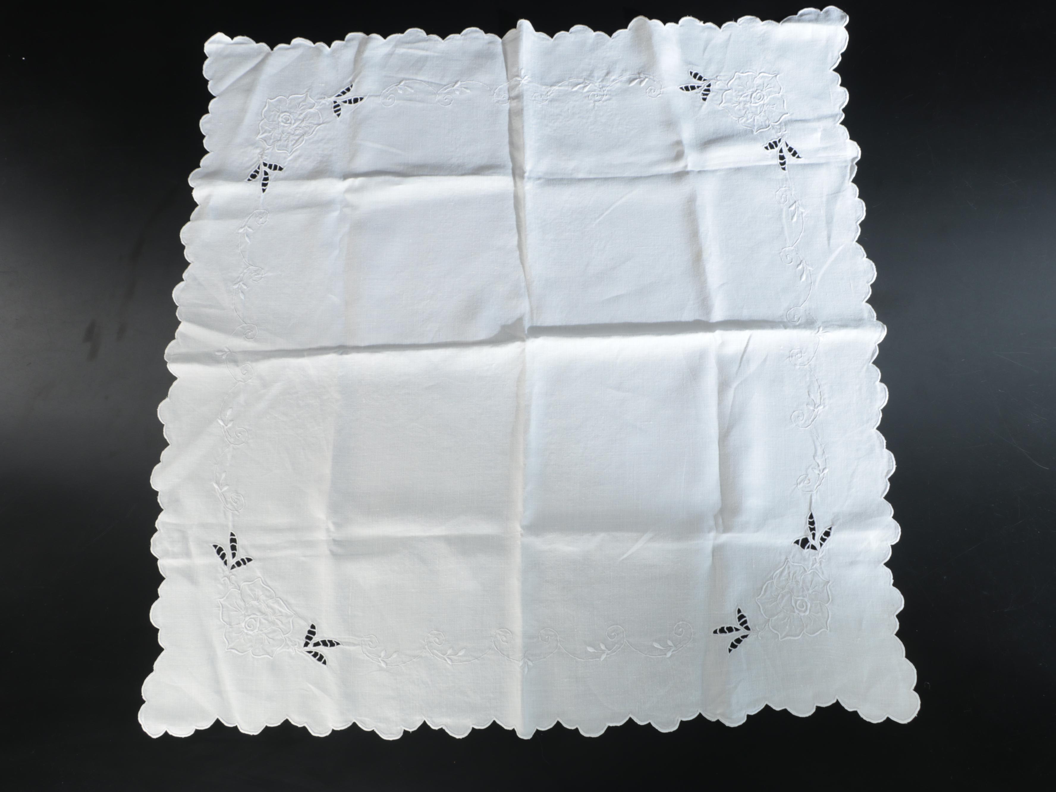 Lace Edge Napkins with Embroidered and Other Table Linens, 20th Century